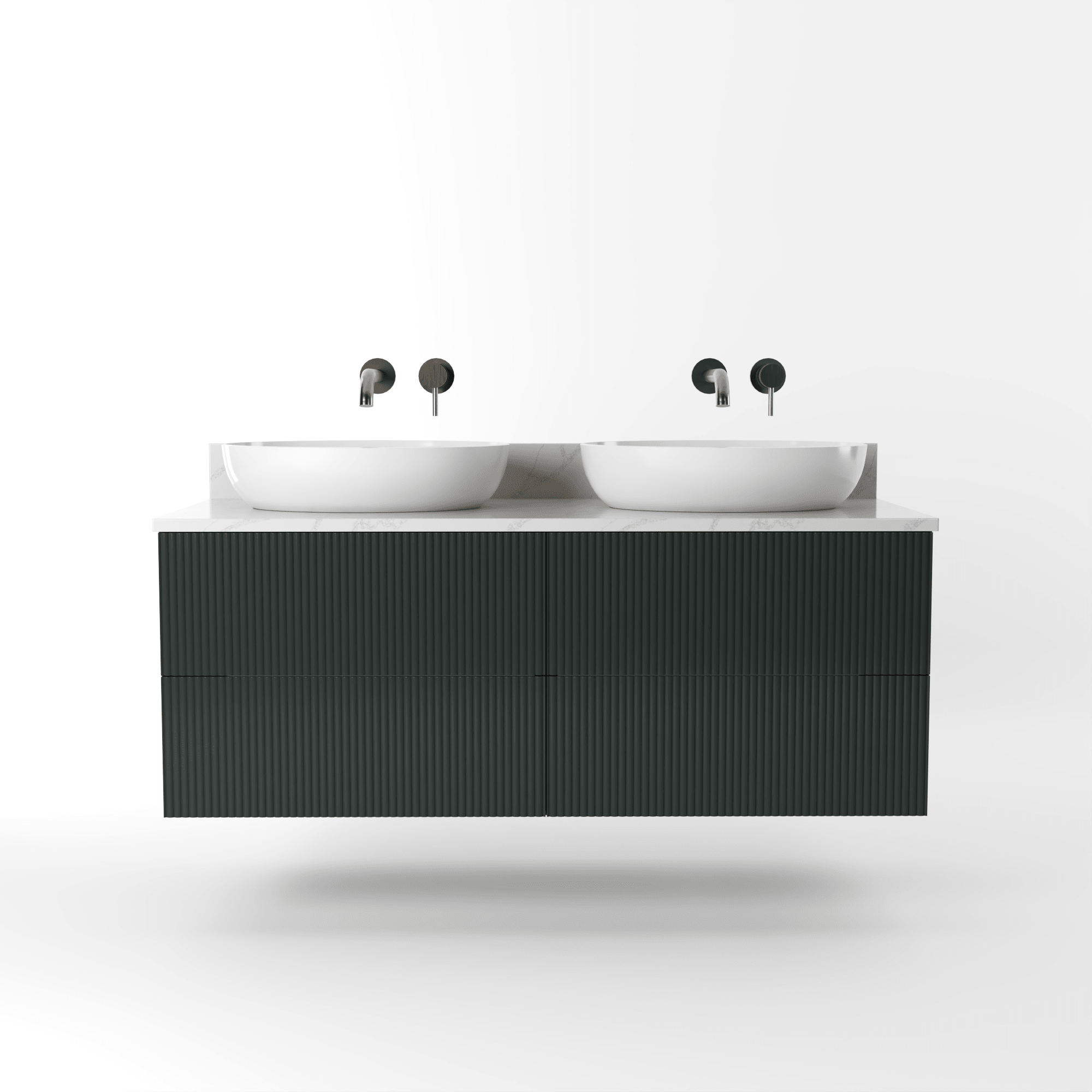 The Reeded | Painted Double Vanity 1200mm Studio Green - Mockridge Design