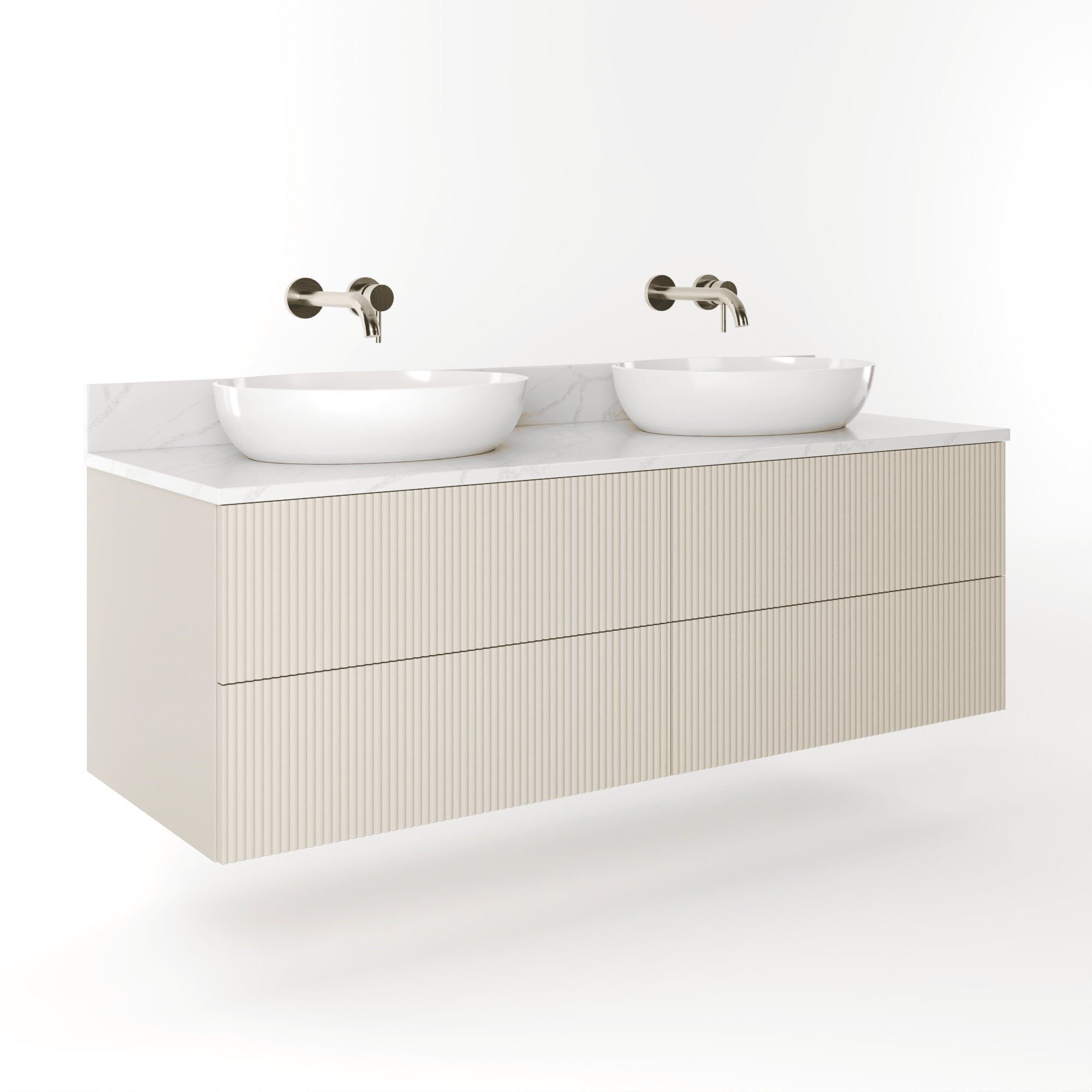 The Reeded | Painted Double Vanity 1400mm Elephants Breath - Mockridge Design