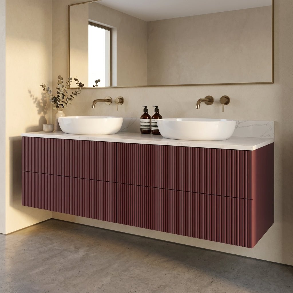 The Reeded | Painted Double Vanity 1600mm Brinjal - Mockridge Design