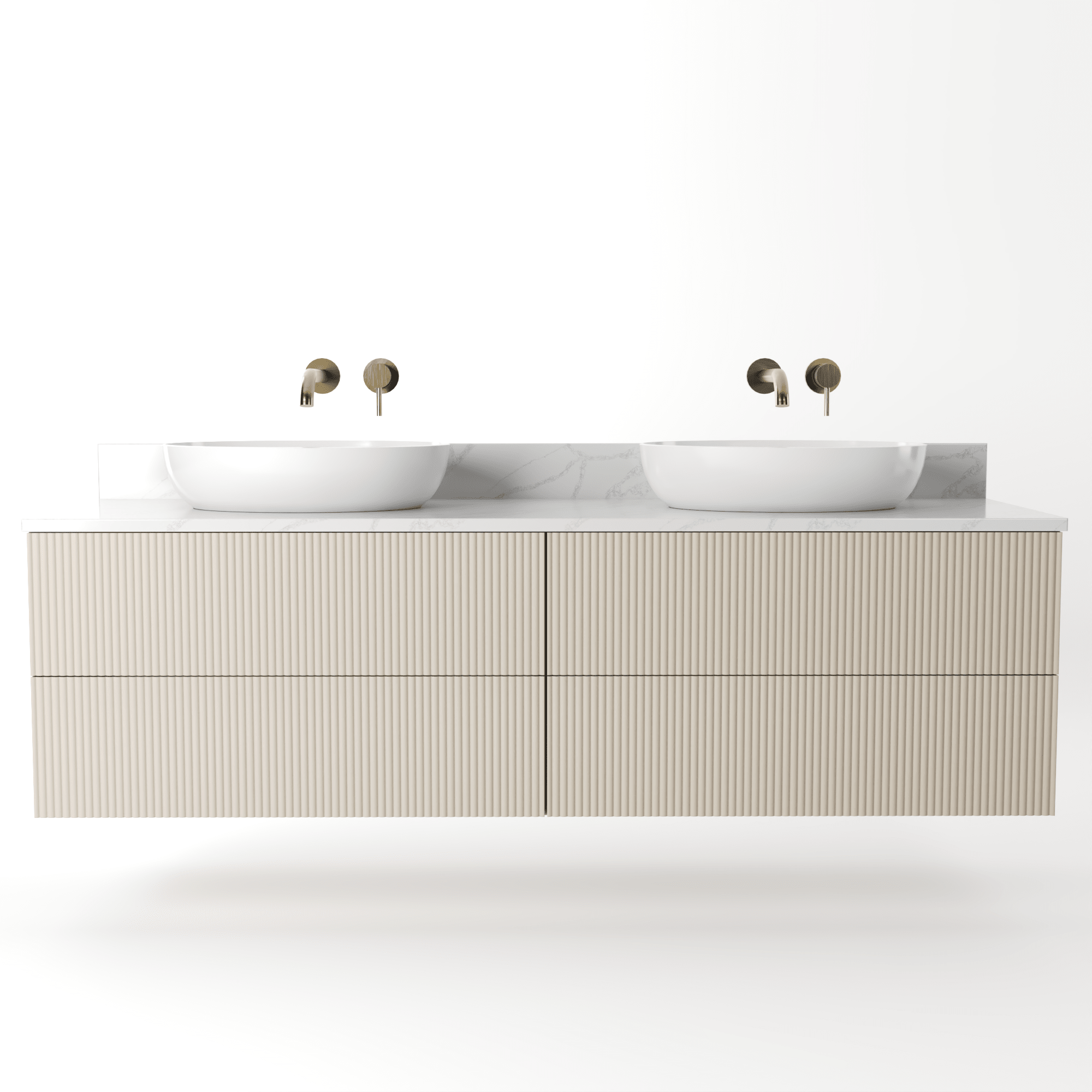 The Reeded | Painted Double Vanity 1600mm Elephants Breath - Mockridge Design