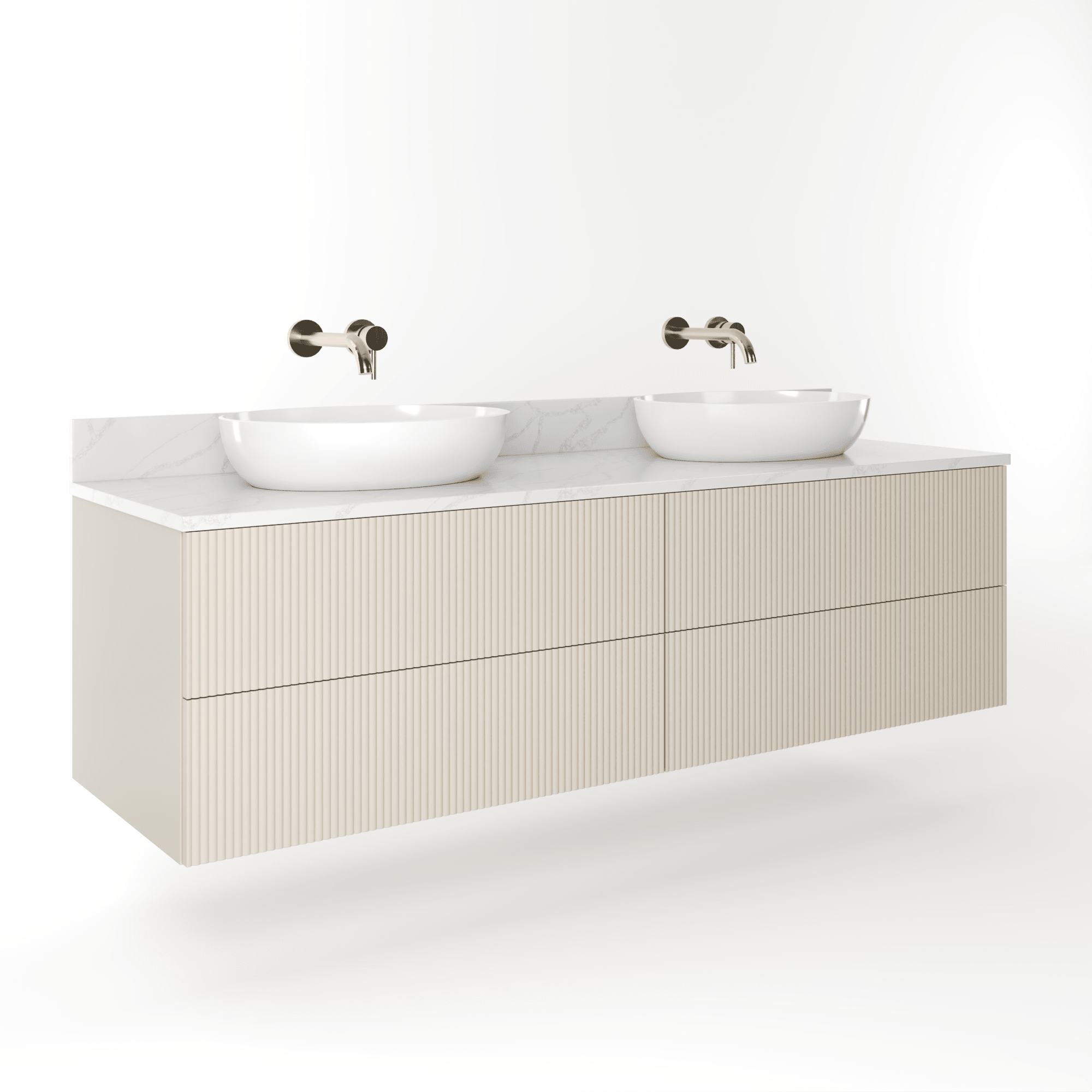 The Reeded | Painted Double Vanity 1600mm Elephants Breath - Mockridge Design