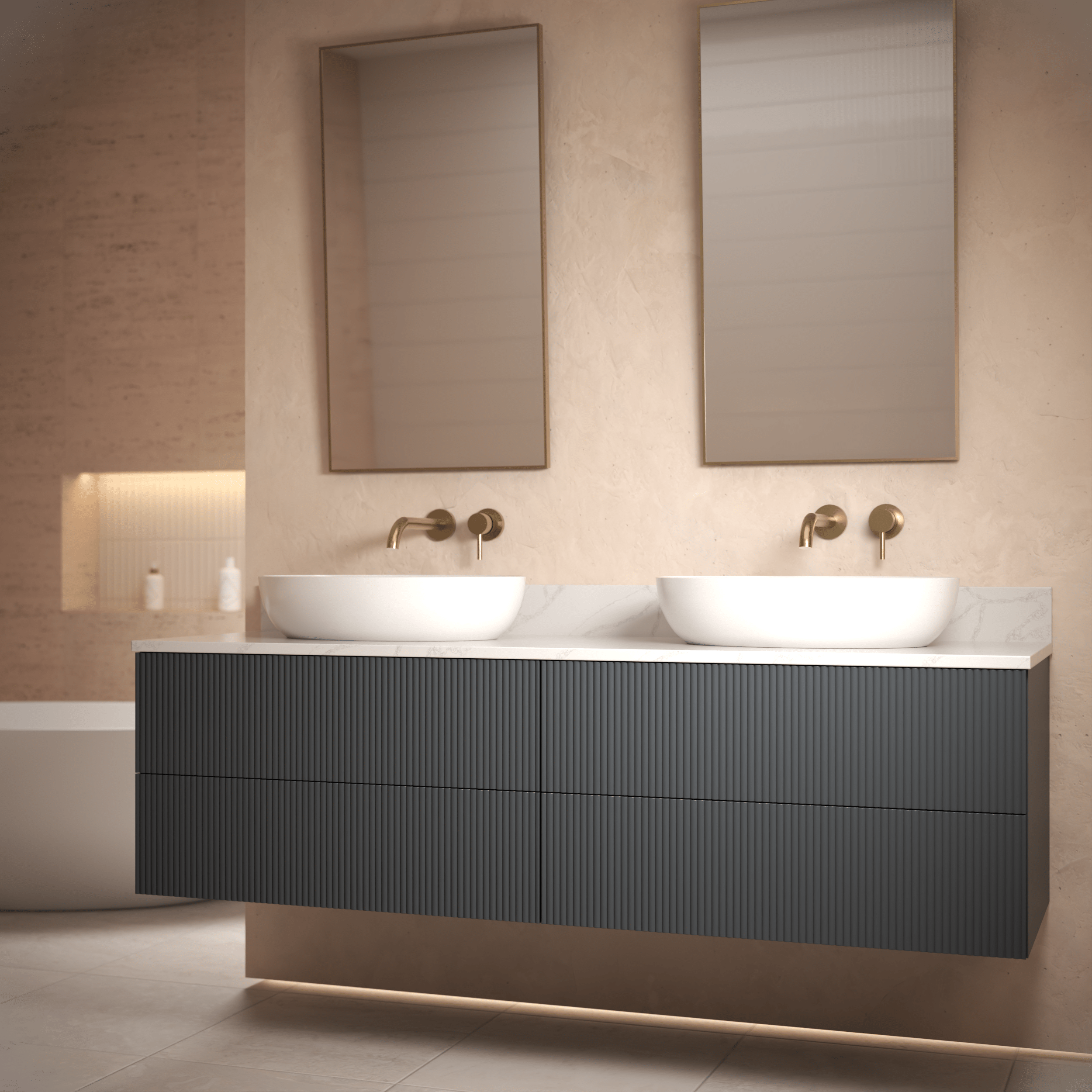 The Reeded | Painted Double Vanity 1600mm Railings - Mockridge Design