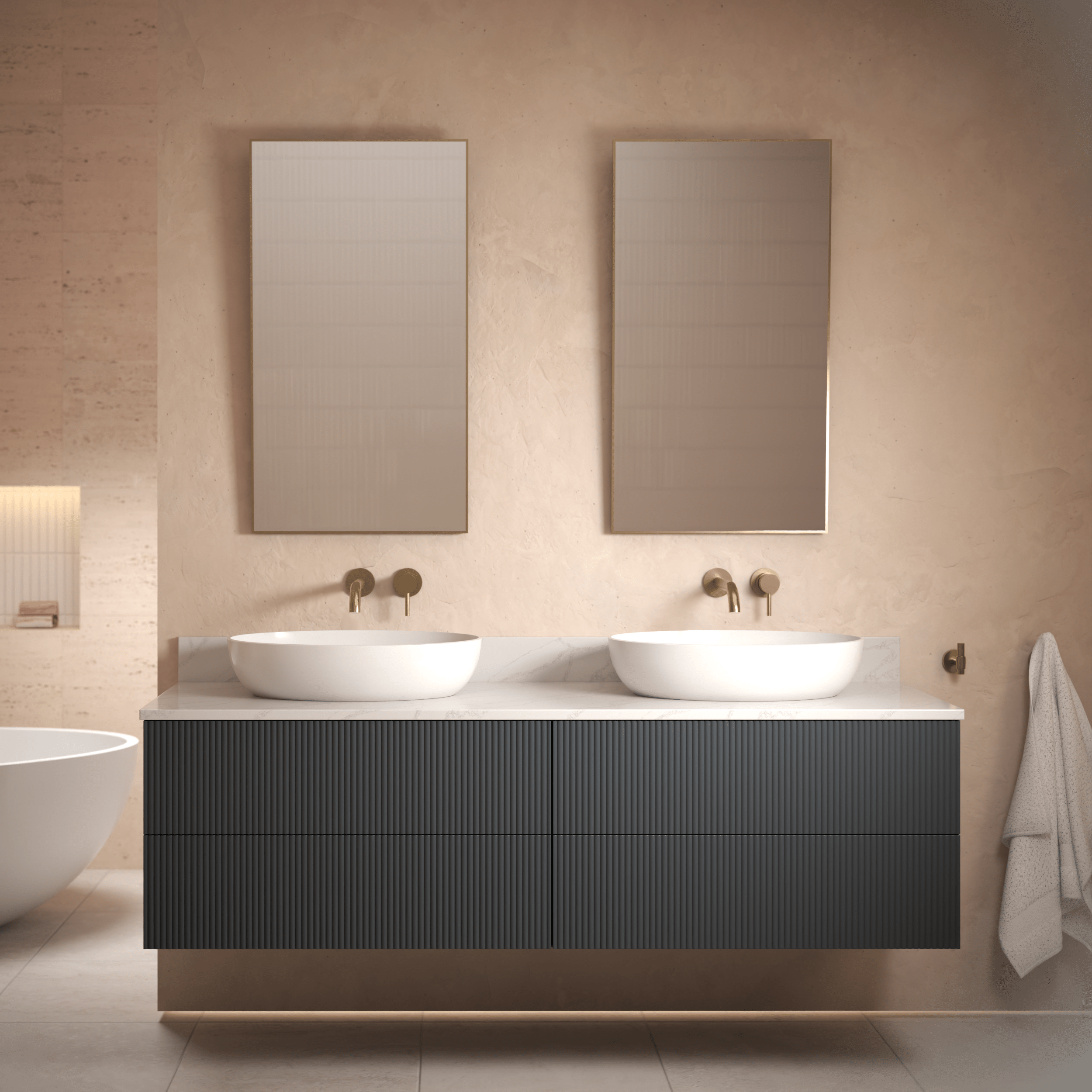 The Reeded | Painted Double Vanity 1600mm Railings - Mockridge Design