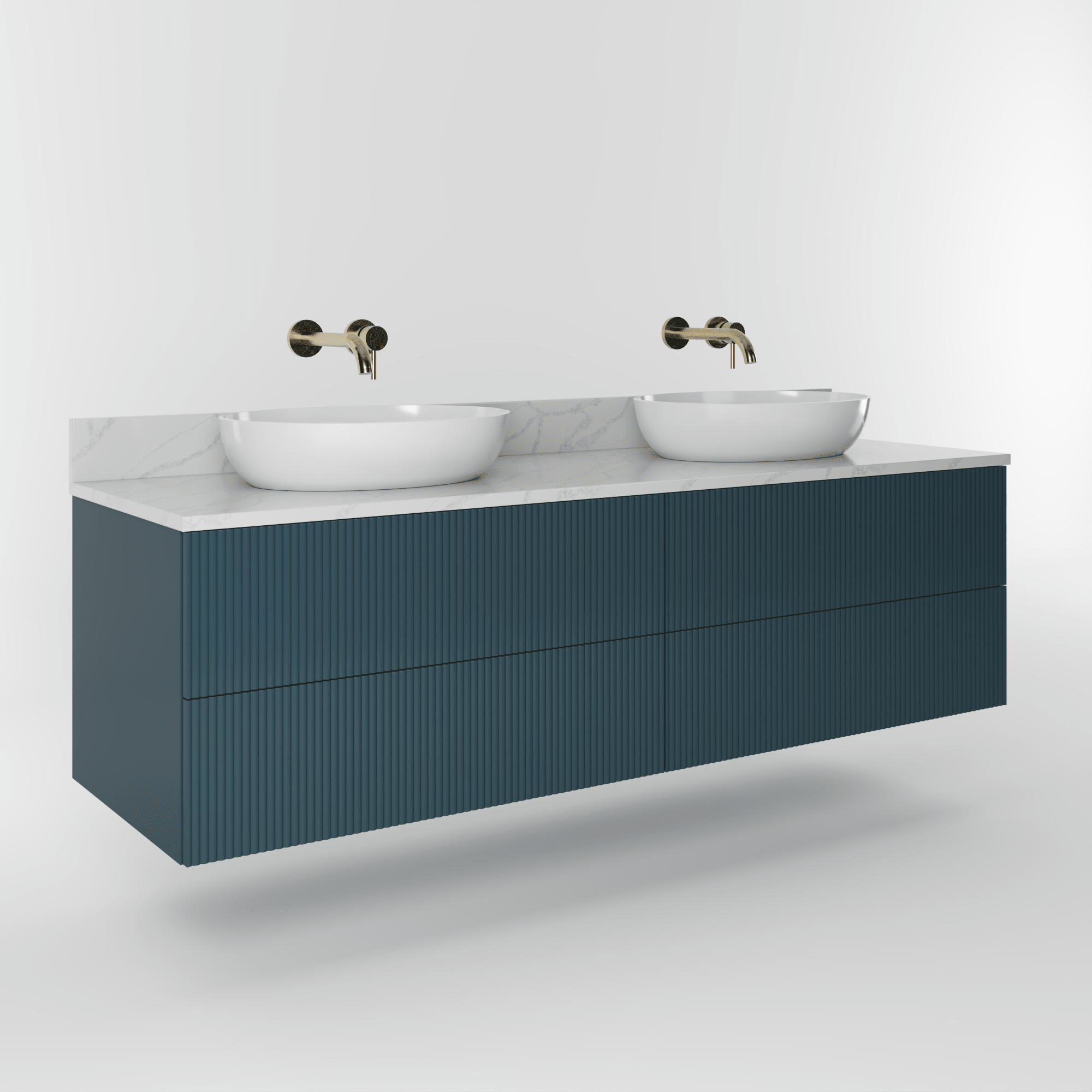 The Reeded | Painted Double Vanity 1600mm Stiffkey Blue - Mockridge Design