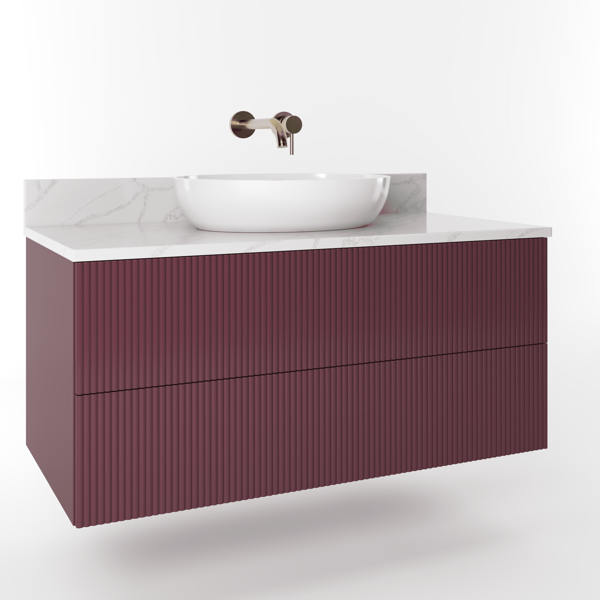 The Reeded | Painted Vanity 1000mm Brinjal - Mockridge Design