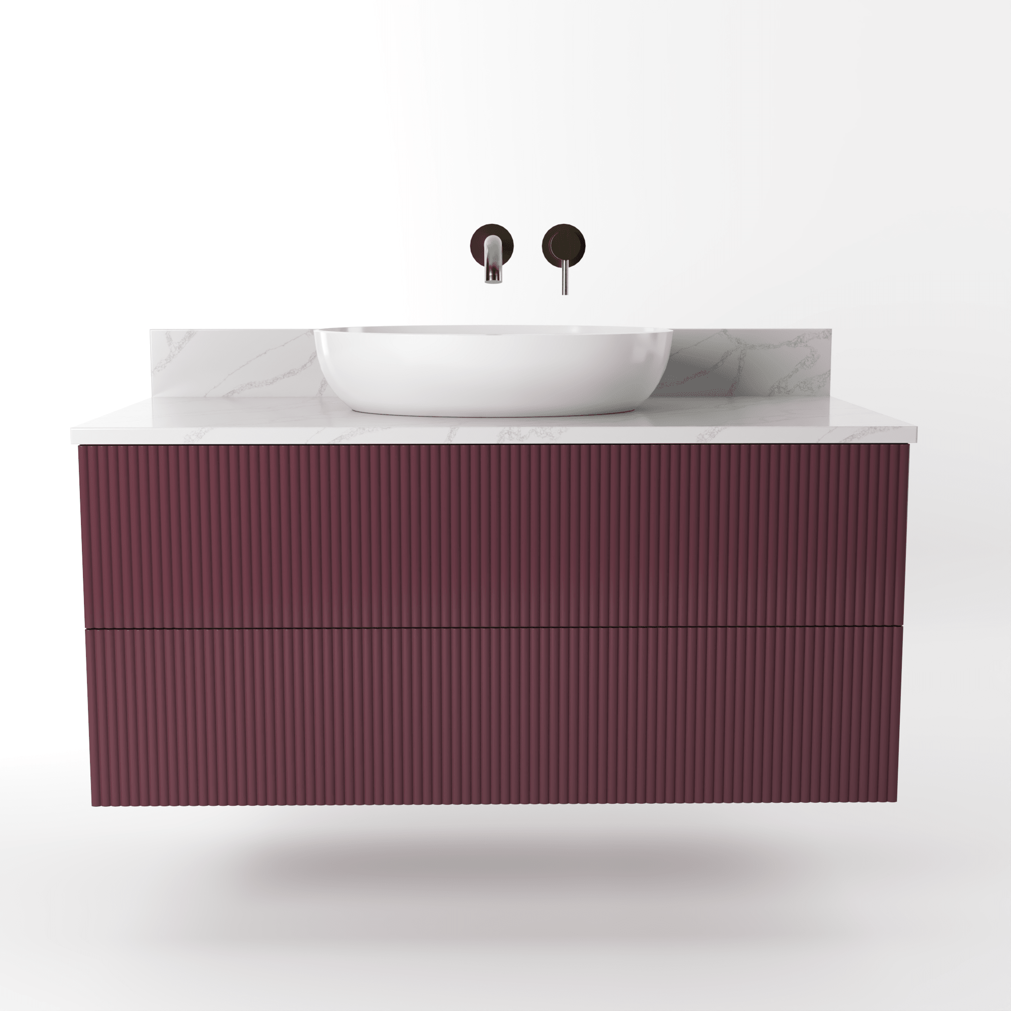 The Reeded | Painted Vanity 1000mm Brinjal - Mockridge Design