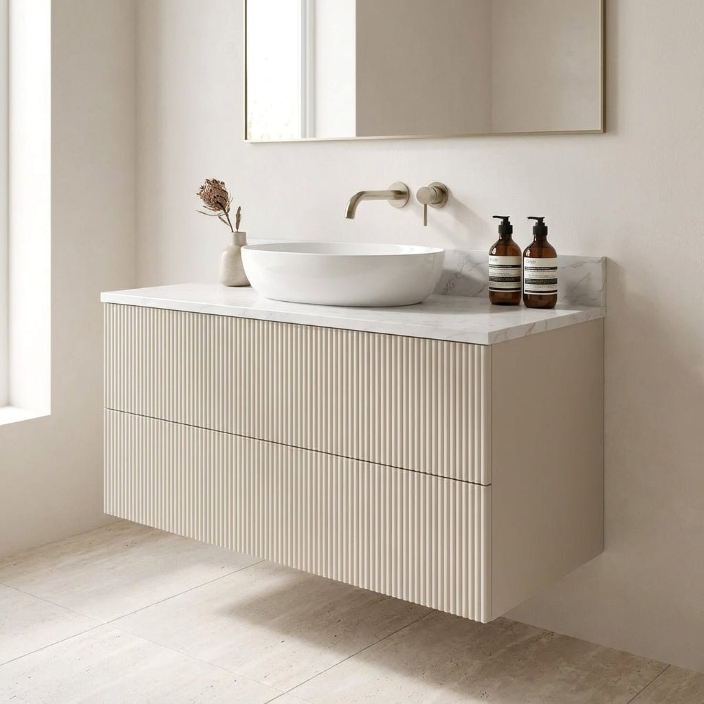 The Reeded | Painted Vanity 1000mm Elephants Breath - Mockridge Design