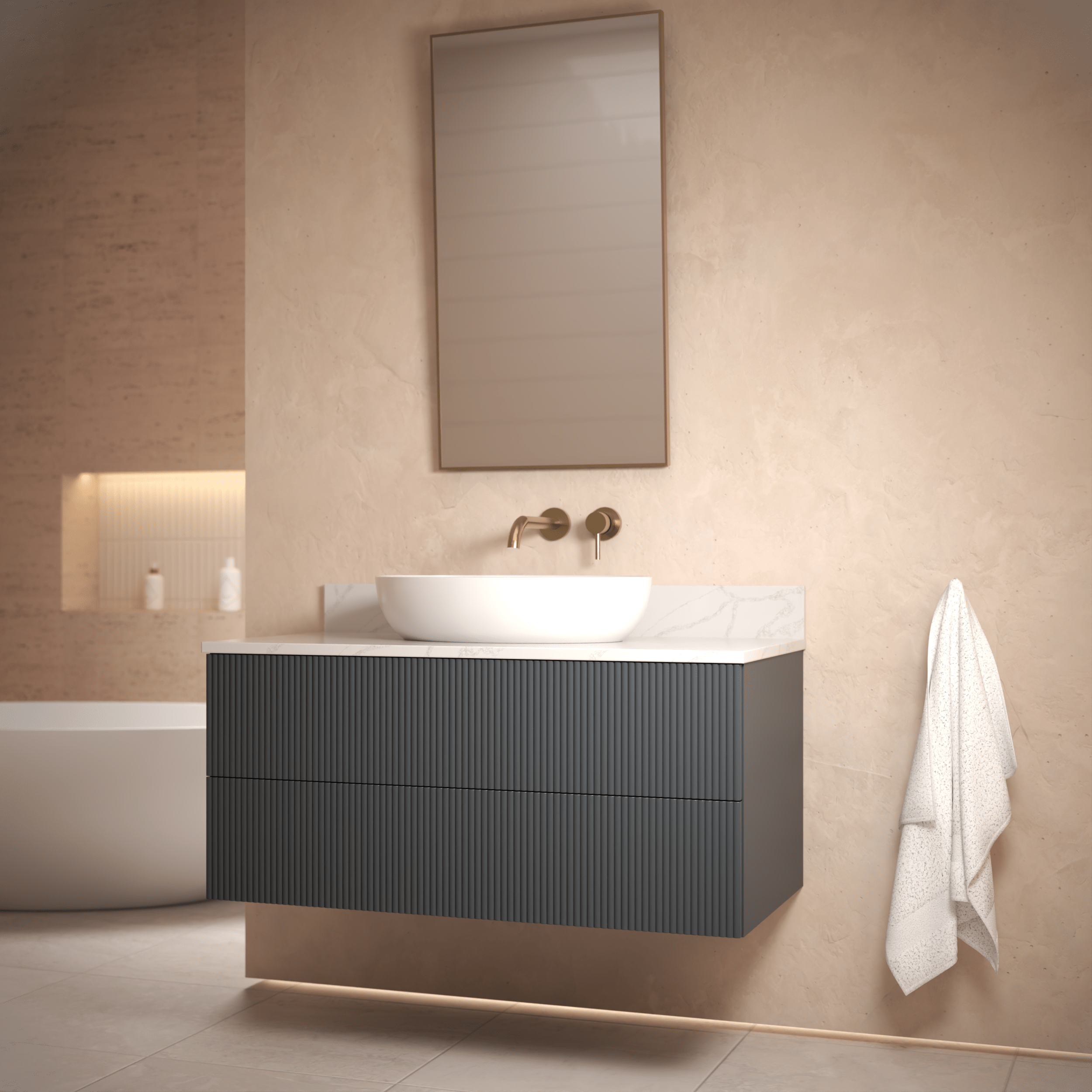 The Reeded | Painted Vanity 1000mm Railings - Mockridge Design