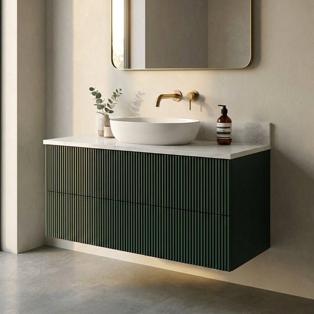 The Reeded | Painted Vanity 1000mm Studio Green - Mockridge Design