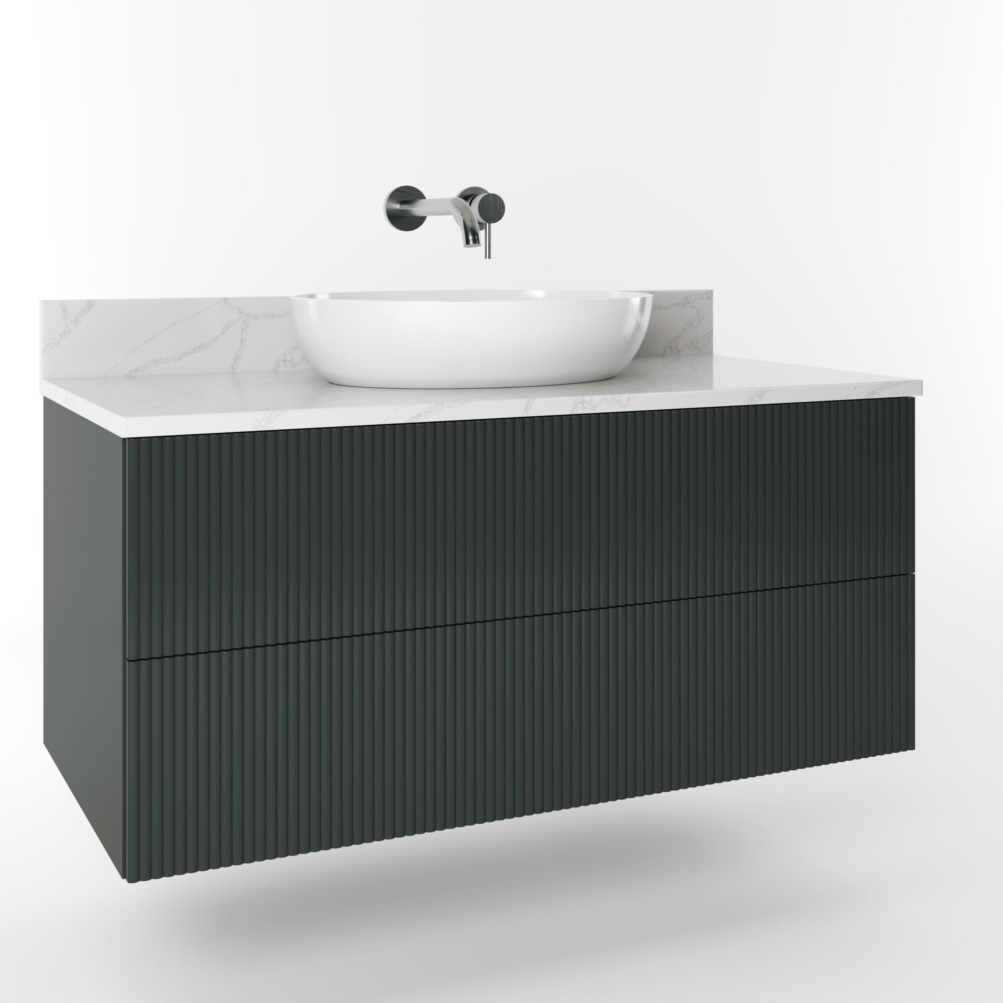 The Reeded | Painted Vanity 1000mm Studio Green - Mockridge Design