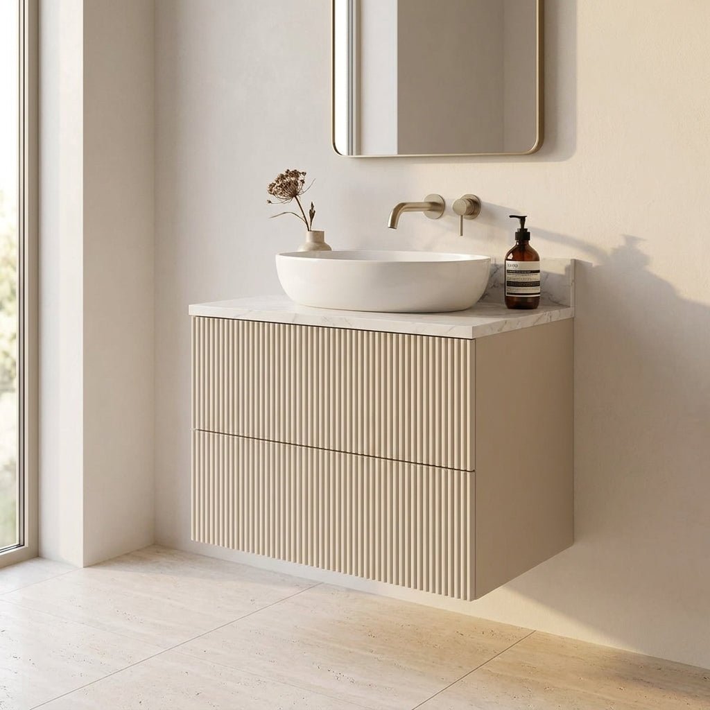 The Reeded | Painted Vanity 600mm Elephants Breath - Mockridge Design