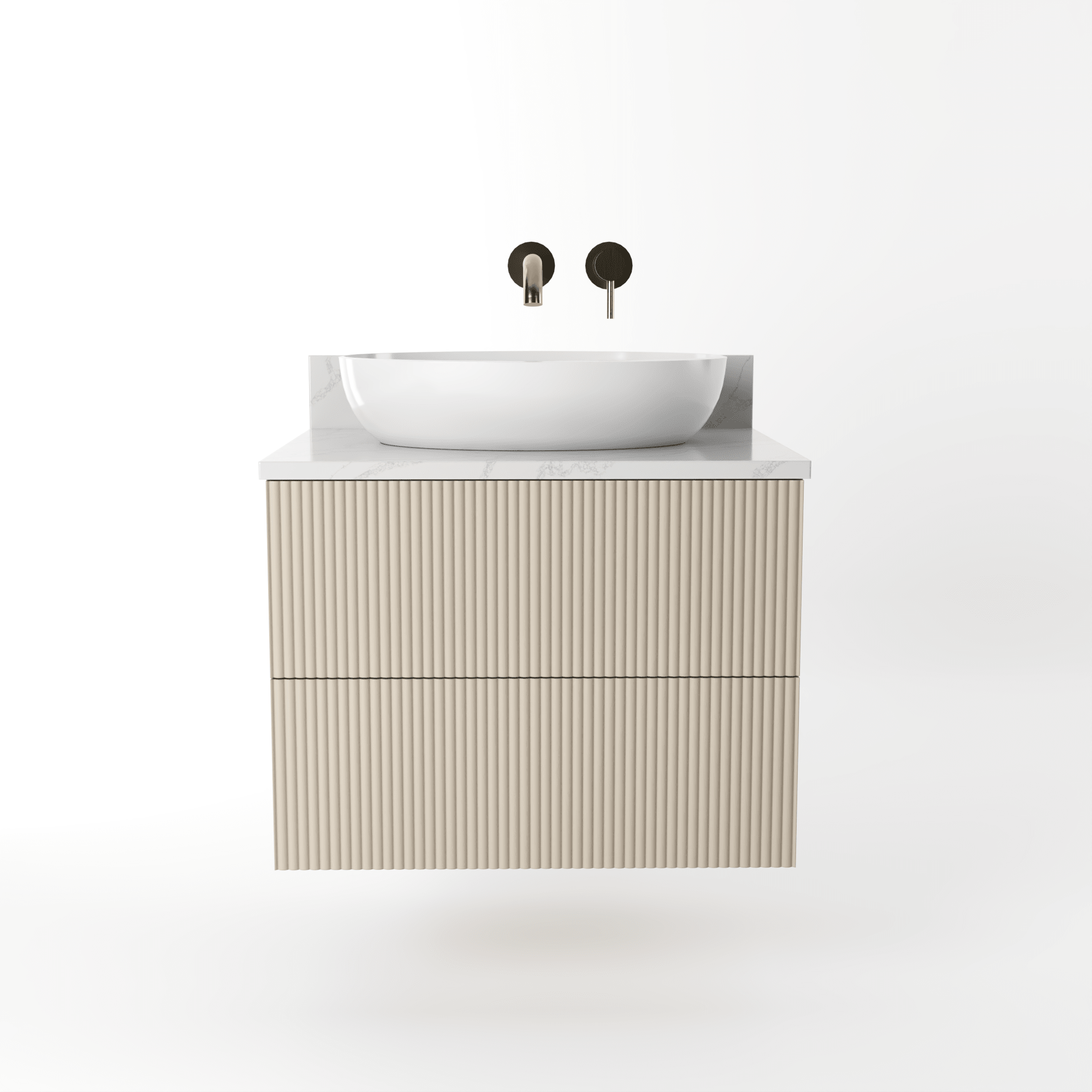 The Reeded | Painted Vanity 600mm Elephants Breath - Mockridge Design