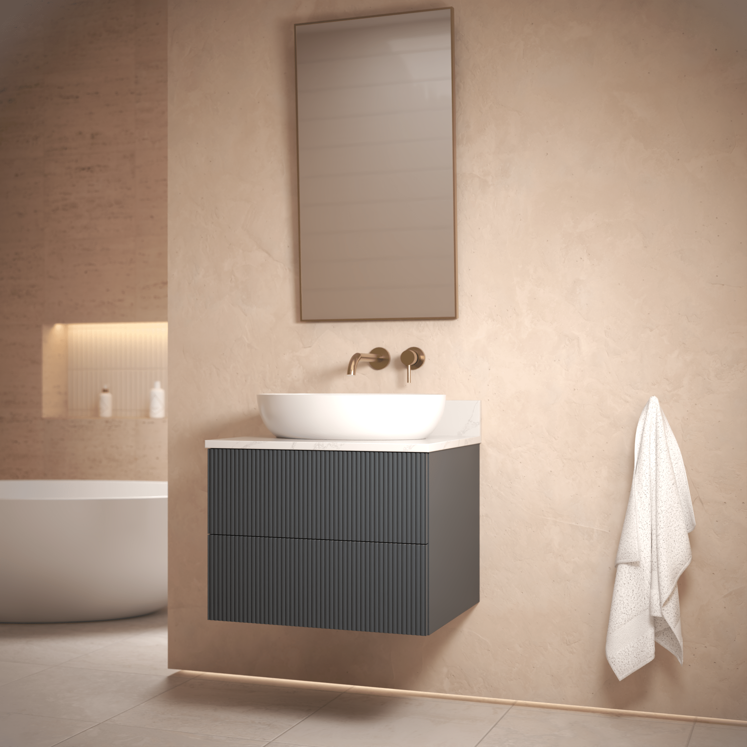 The Reeded | Painted Vanity 600mm Railings - Mockridge Design