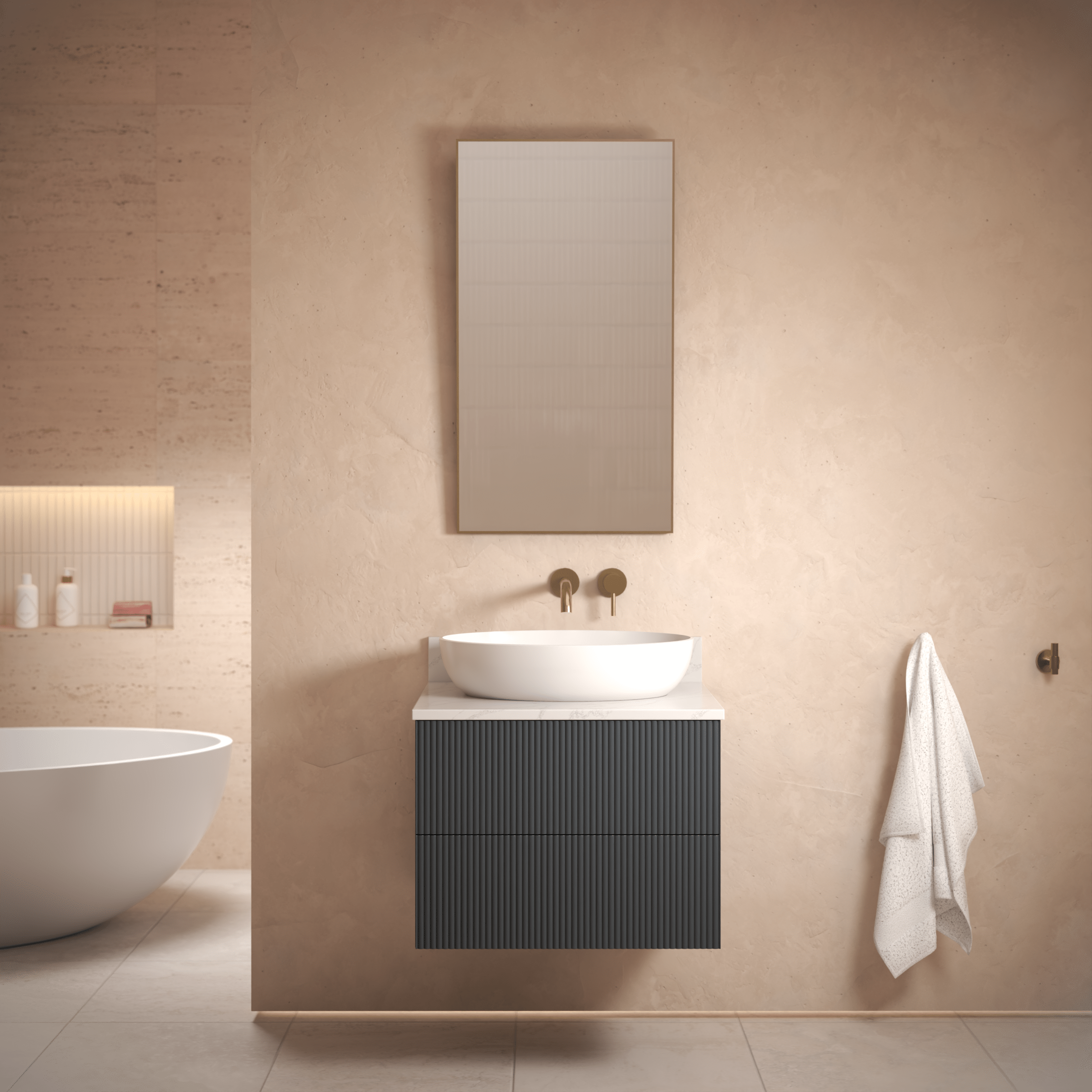 The Reeded | Painted Vanity 600mm Railings - Mockridge Design