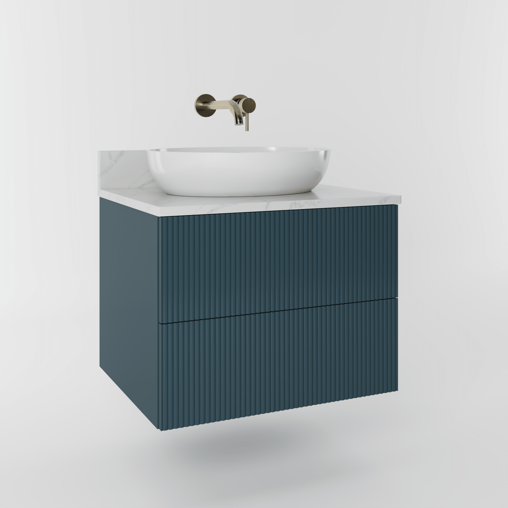 The Reeded | Painted Vanity 600mm Stiffkey Blue - Mockridge Design