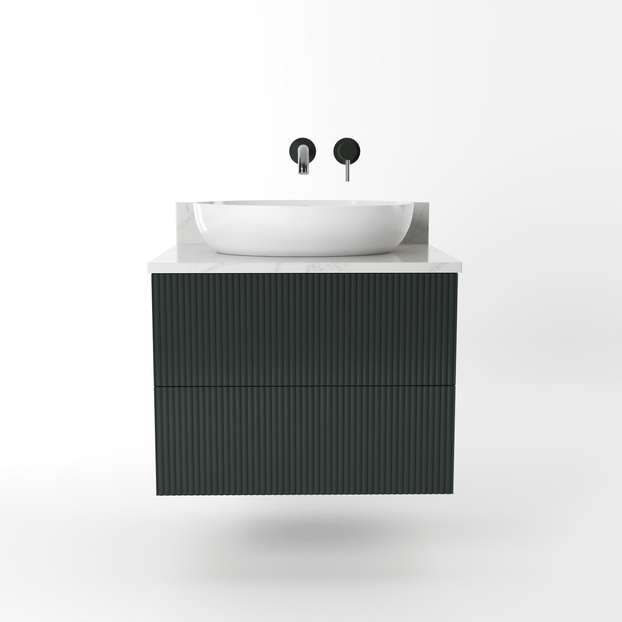 The Reeded | Painted Vanity 600mm Studio Green - Mockridge Design