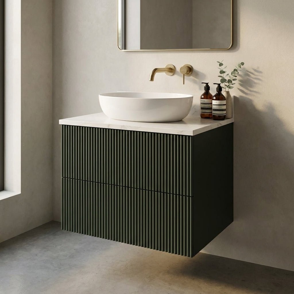 The Reeded | Painted Vanity 600mm Studio Green - Mockridge Design