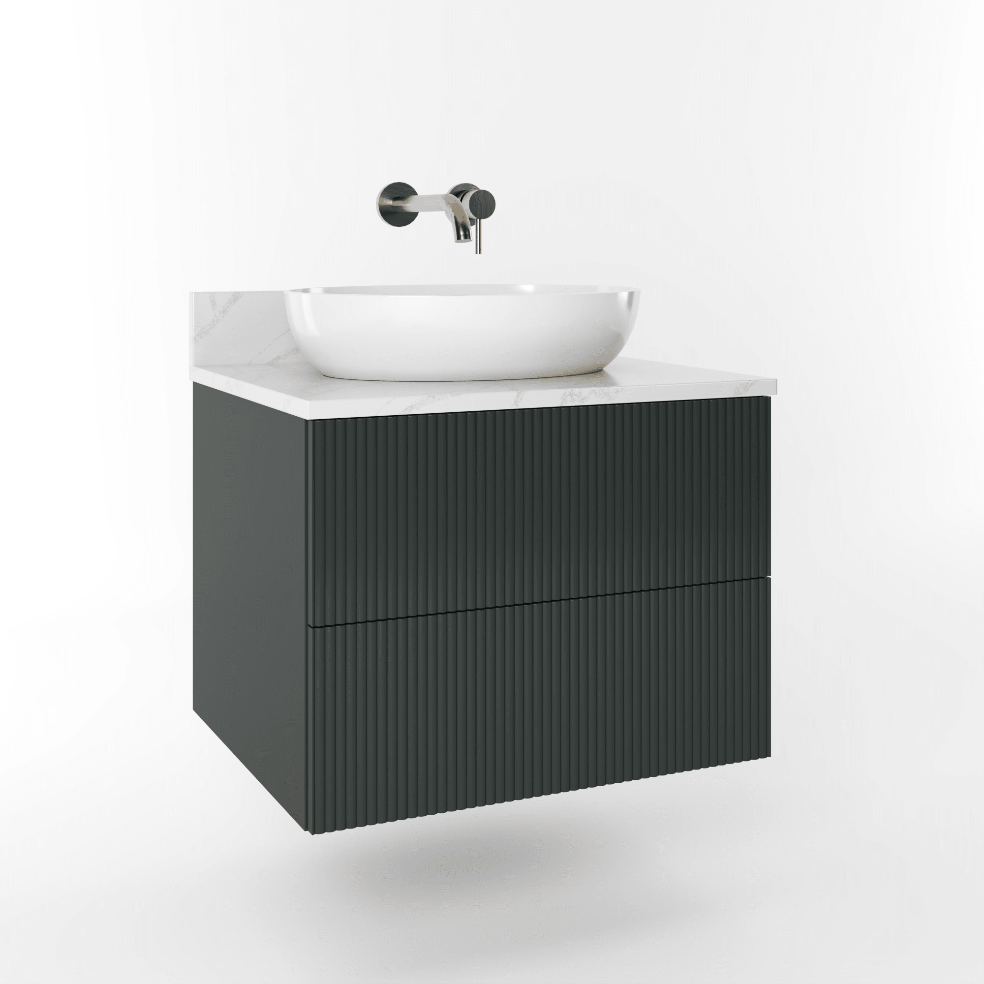 The Reeded | Painted Vanity 600mm Studio Green - Mockridge Design