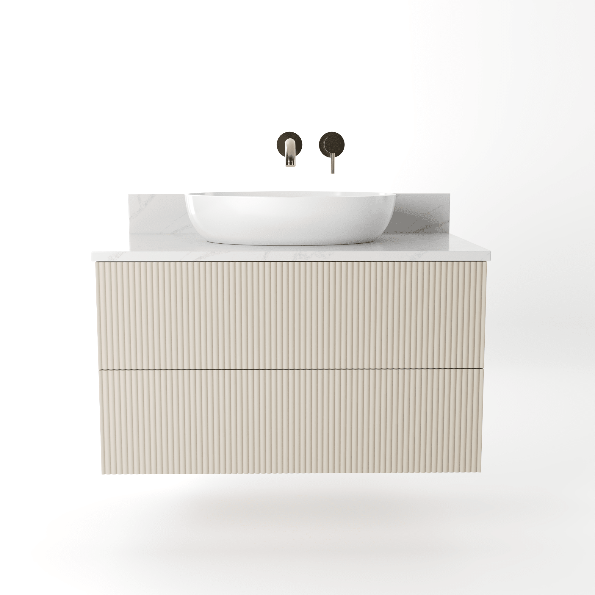 The Reeded | Painted Vanity 800mm Elephants Breath - Mockridge Design