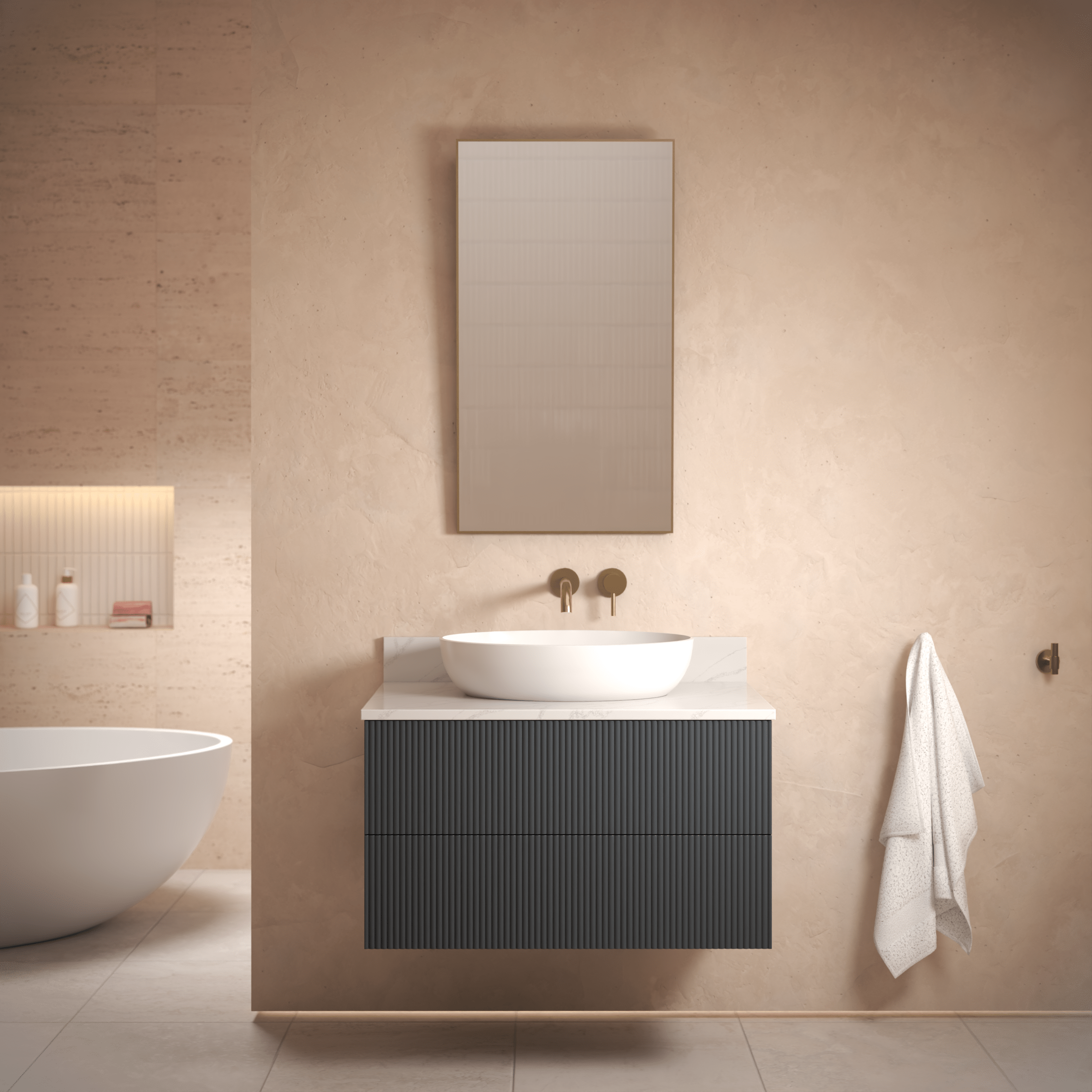 The Reeded | Painted Vanity 800mm Railings - Mockridge Design