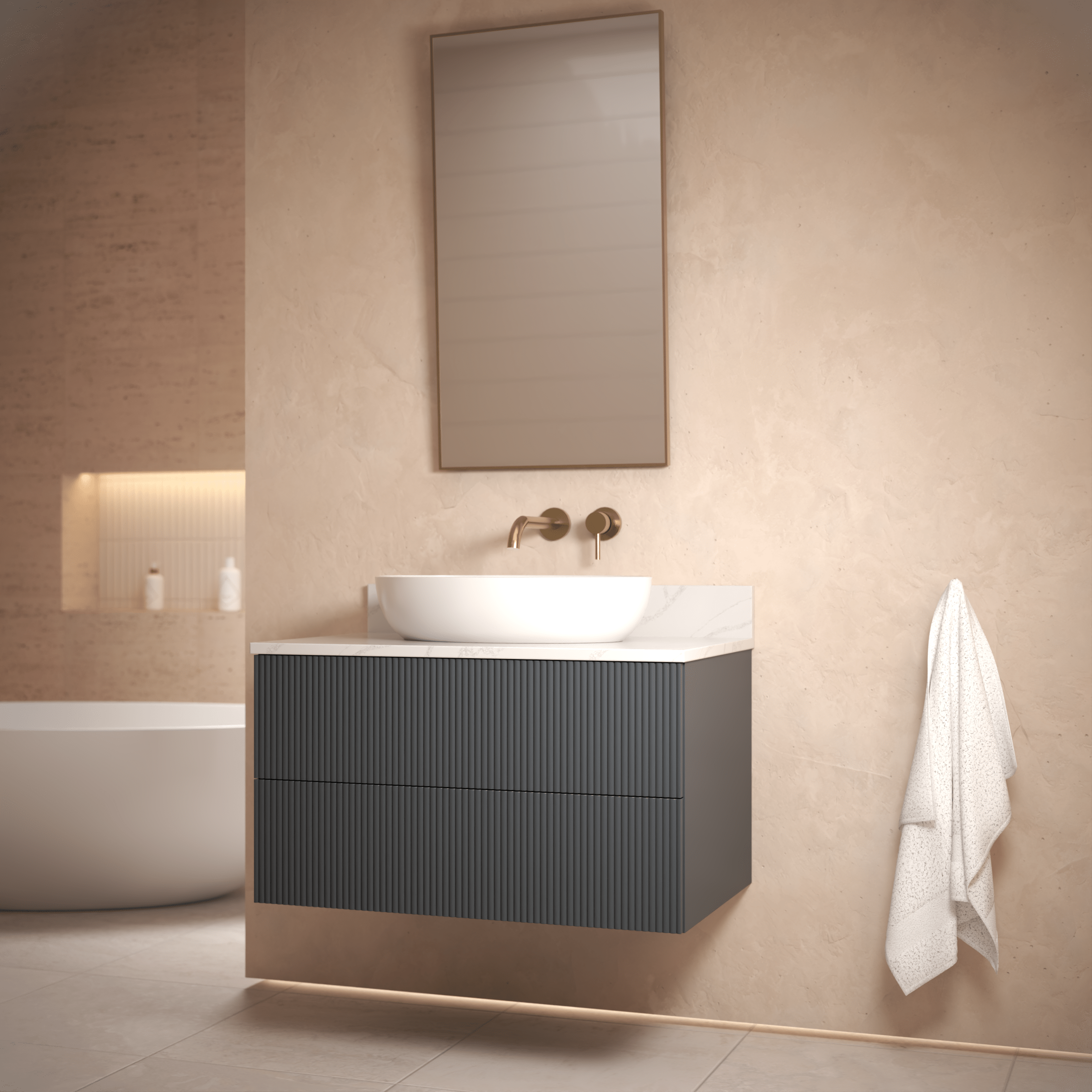 The Reeded | Painted Vanity 800mm Railings - Mockridge Design