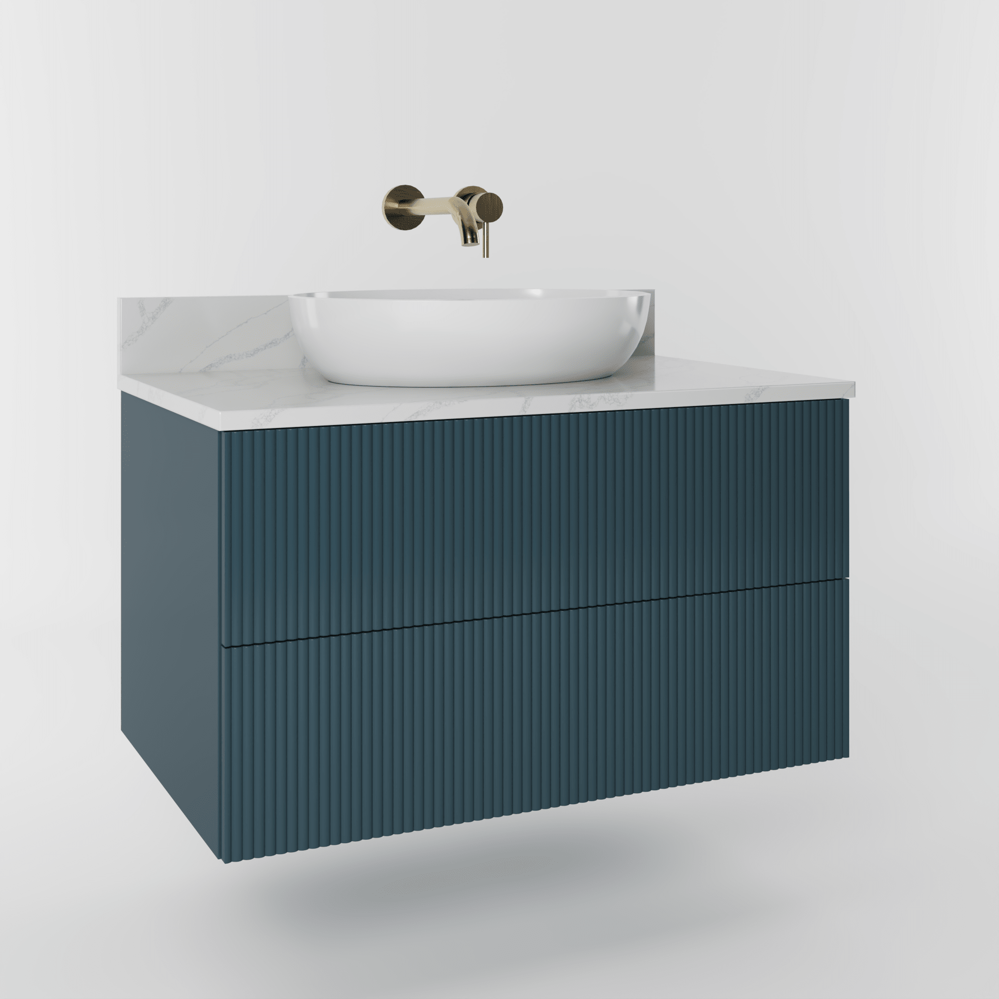 The Reeded | Painted Vanity 800mm Stiffkey Blue - Mockridge Design
