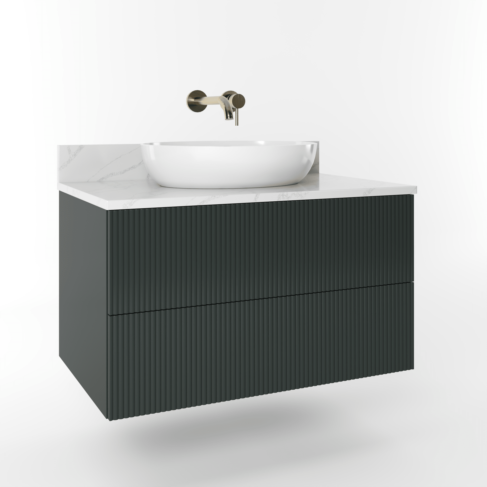 The Reeded | Painted Vanity 800mm Studio Green - Mockridge Design