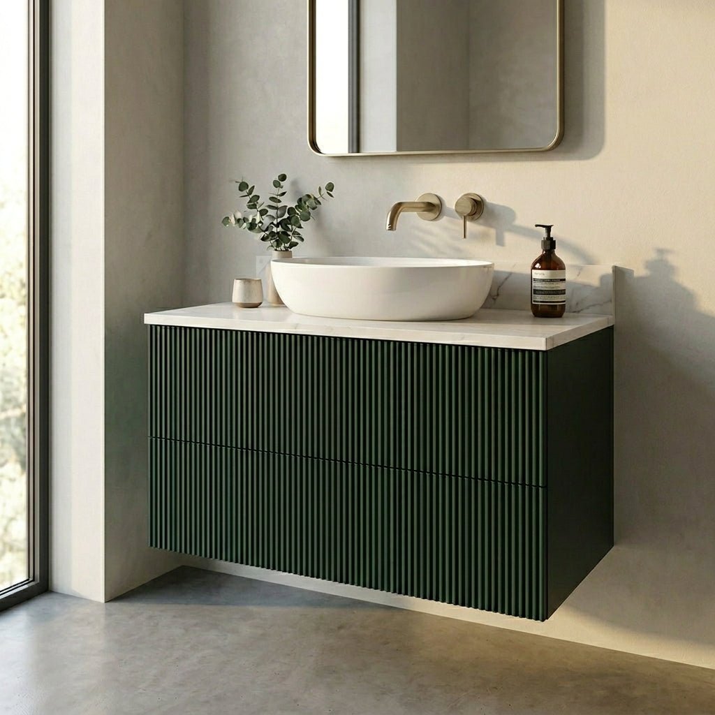 The Reeded | Painted Vanity 800mm Studio Green - Mockridge Design