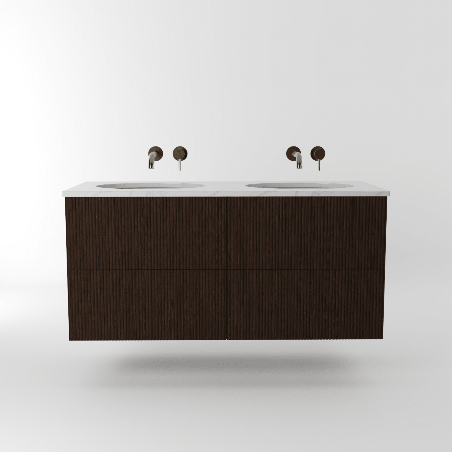 The Reeded | Undermounted | Oak Double Vanity 1200mm | Espresso - Mockridge Design