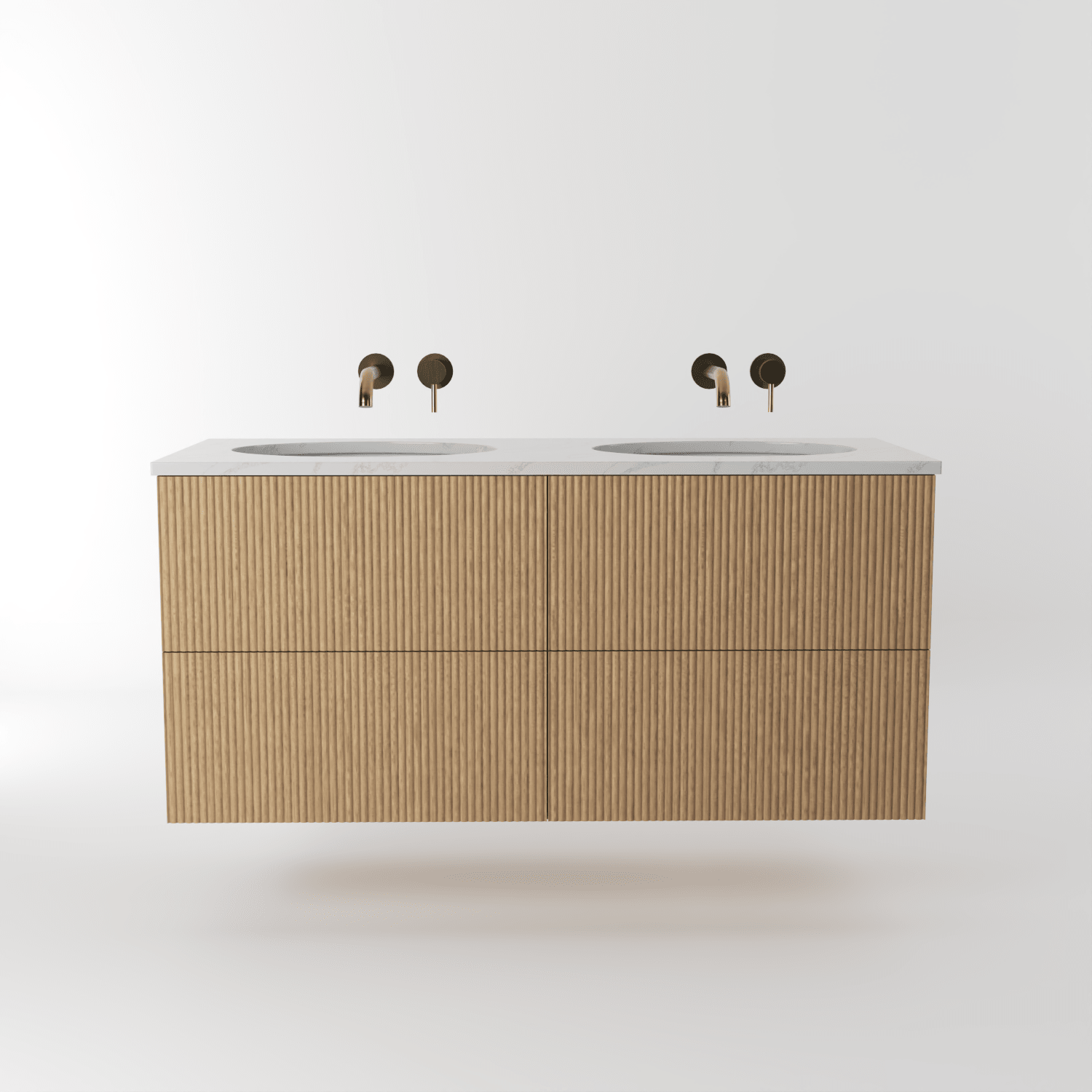 The Reeded | Undermounted | Oak Double Vanity 1200mm | Natural - Mockridge Design