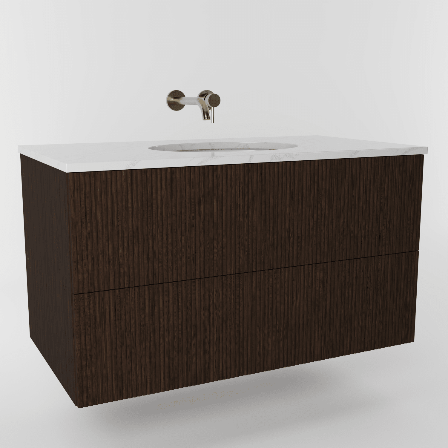 The Reeded | Undermounted | Oak Vanity 1000mm | Espresso - Mockridge Design