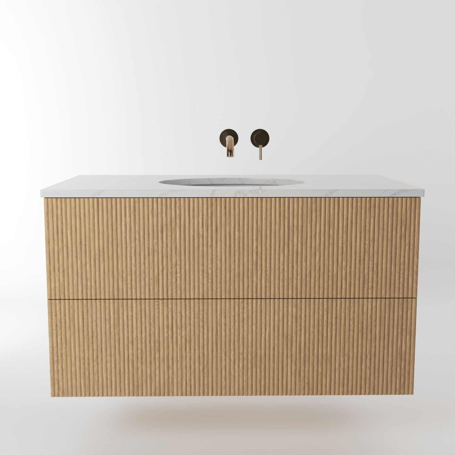 The Reeded | Undermounted | Oak Vanity 1000mm | Natural - Mockridge Design