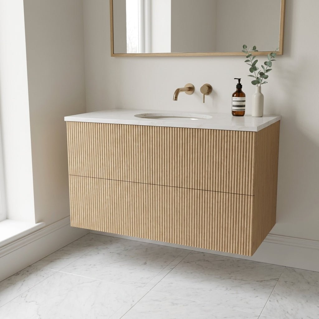 The Reeded | Undermounted | Oak Vanity 1000mm | Natural - Mockridge Design