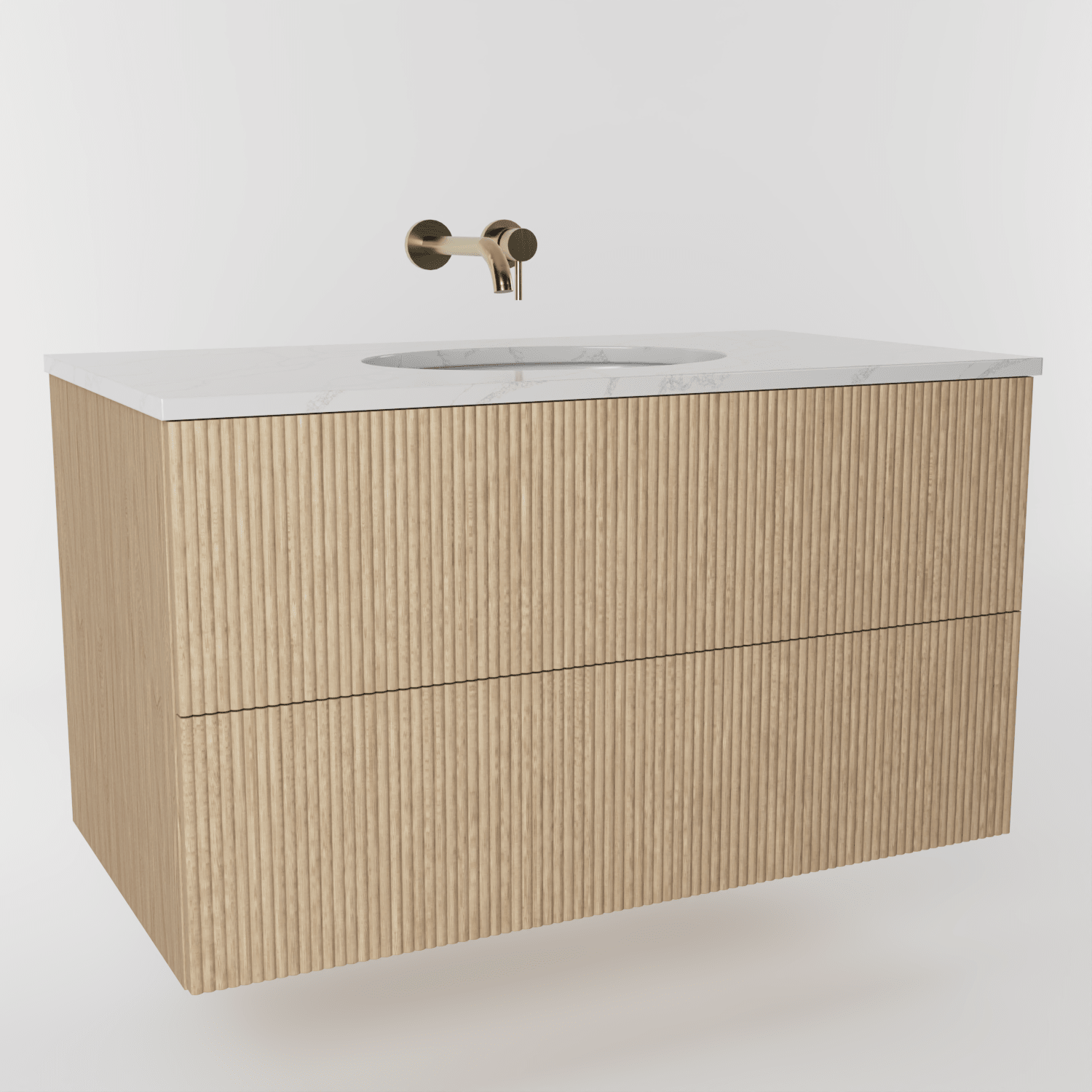 The Reeded | Undermounted | Oak Vanity 1000mm | Smoke 5% - Mockridge Design
