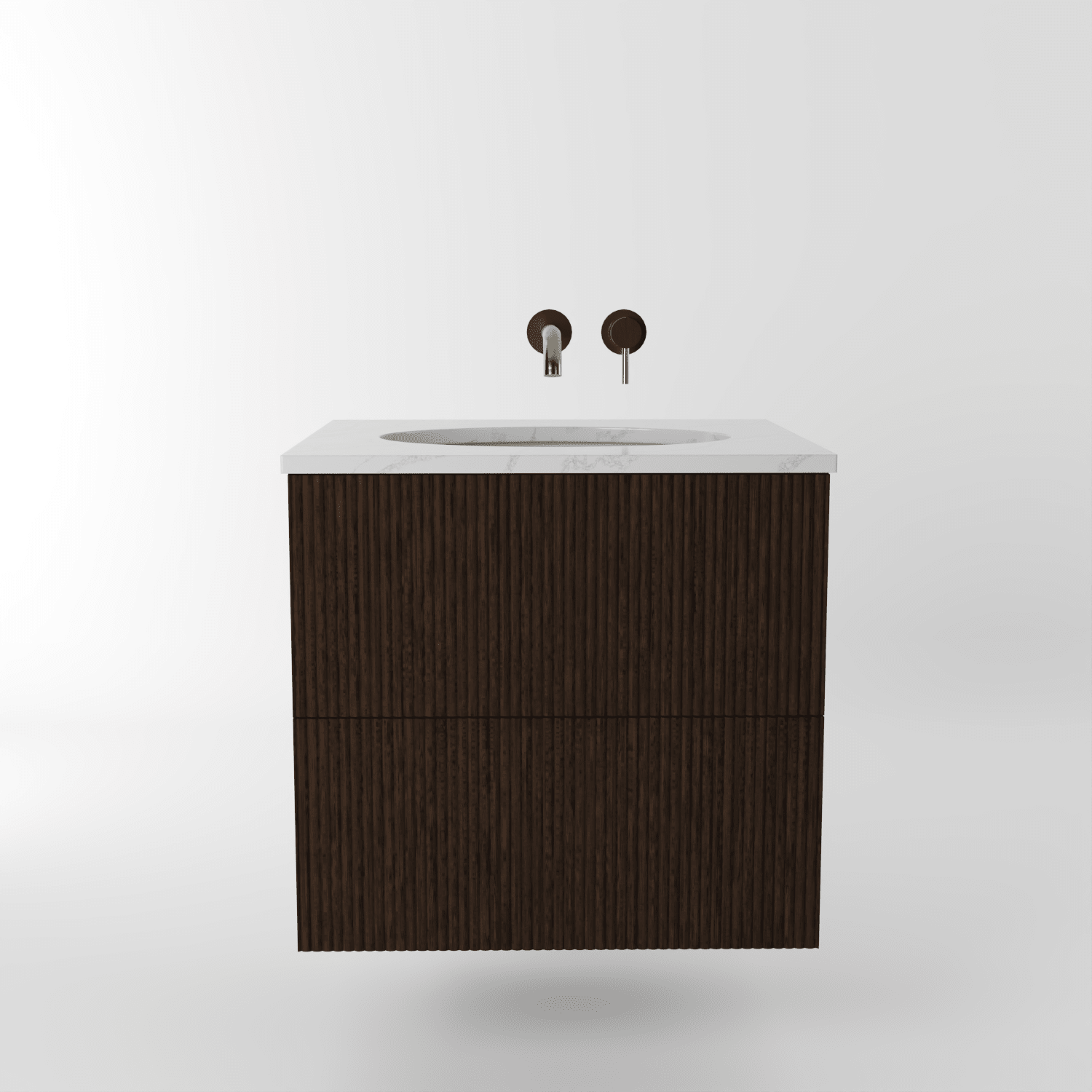The Reeded | Undermounted | Oak Vanity 600mm | Espresso - Mockridge Design