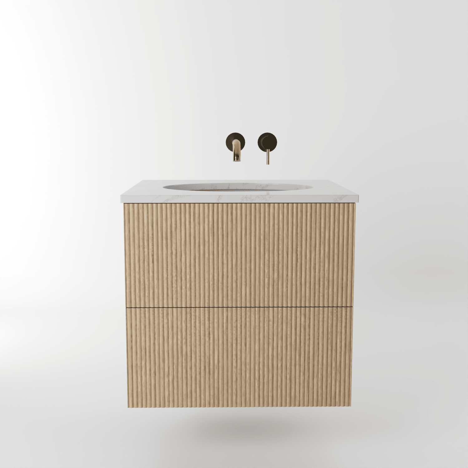 The Reeded | Undermounted | Oak Vanity 600mm | Smoke 5% - Mockridge Design