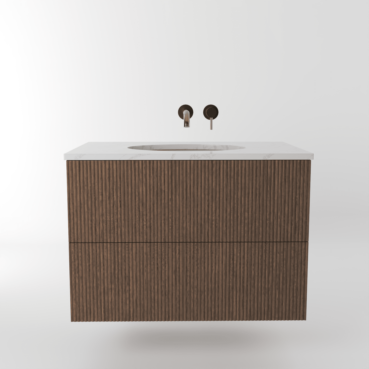 The Reeded | Undermounted | Oak Vanity 800mm | Chocolate - Mockridge Design
