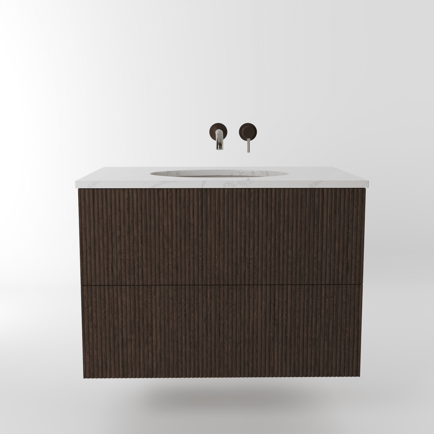 The Reeded | Undermounted | Oak Vanity 800mm | Dark Roast - Mockridge Design