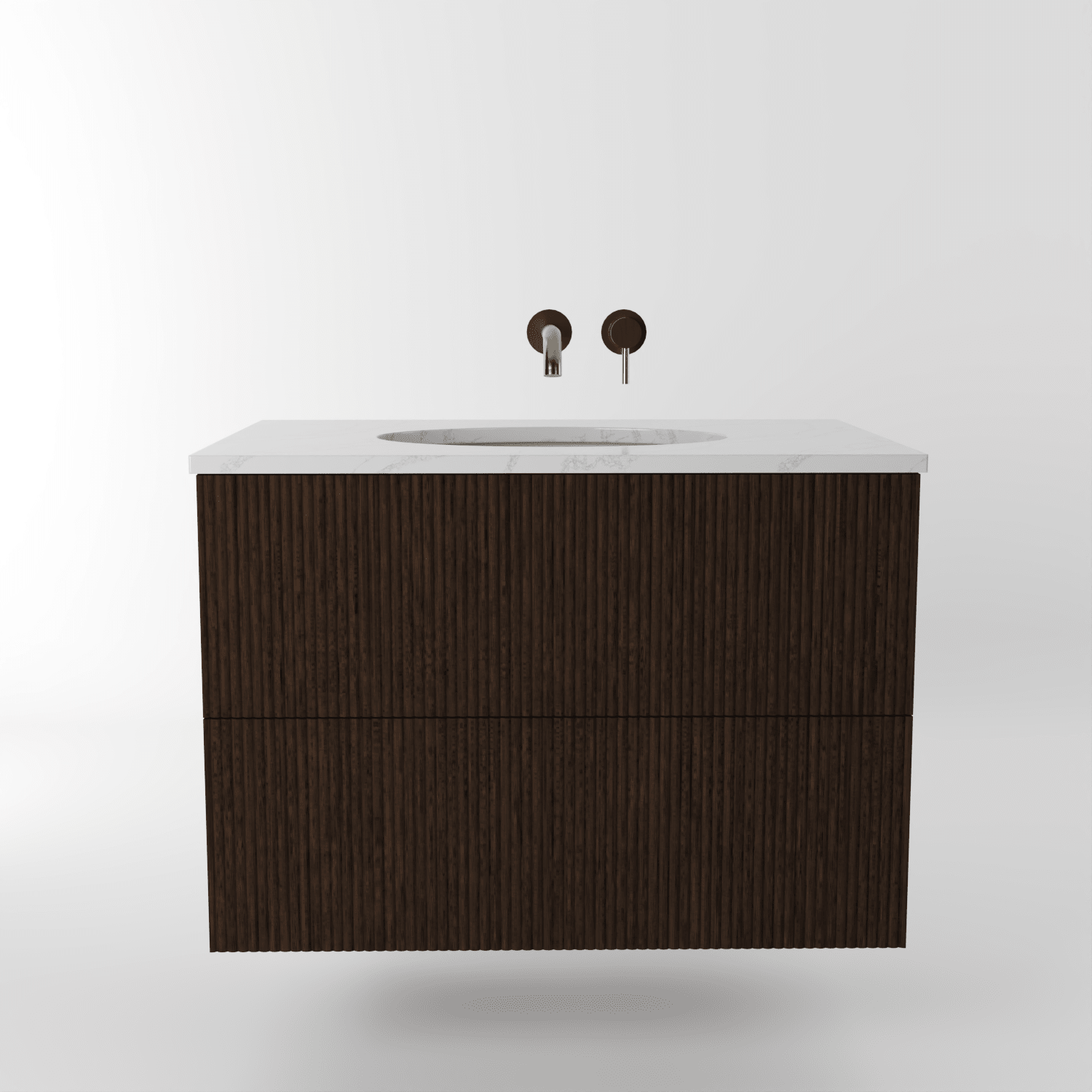 The Reeded | Undermounted | Oak Vanity 800mm | Espresso - Mockridge Design
