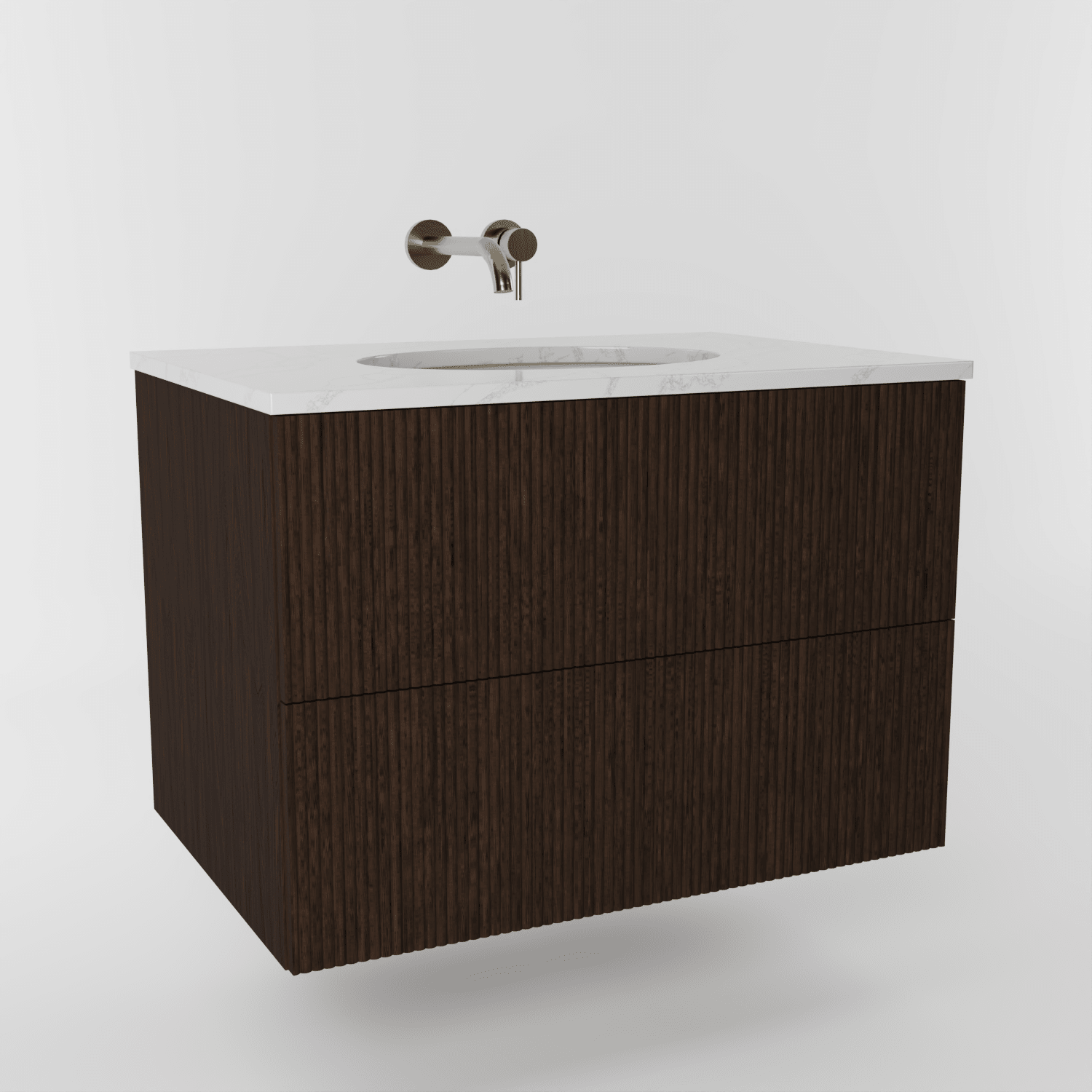 The Reeded | Undermounted | Oak Vanity 800mm | Espresso - Mockridge Design