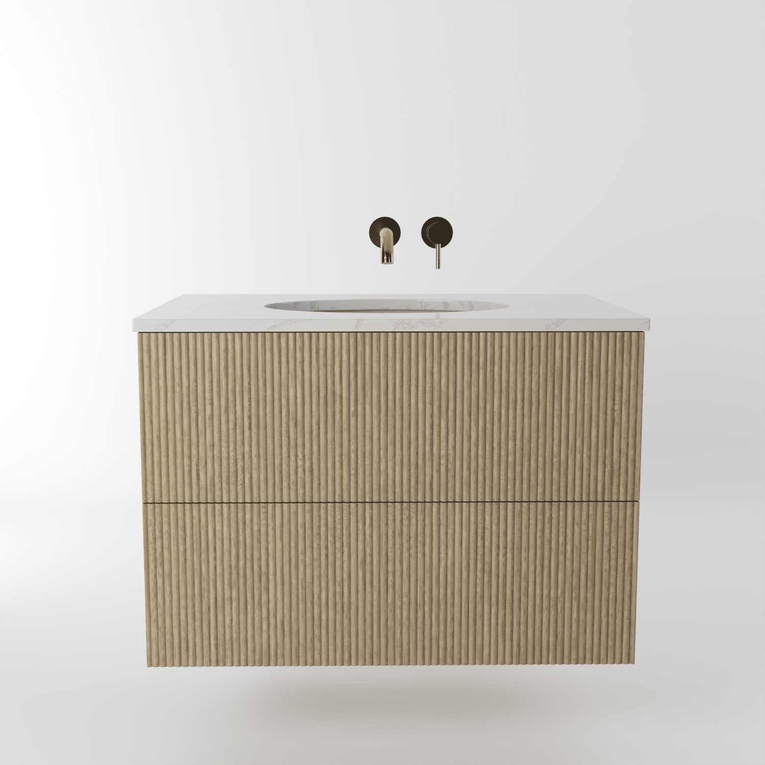 The Reeded | Undermounted | Oak Vanity 800mm | Macchiato - Mockridge Design