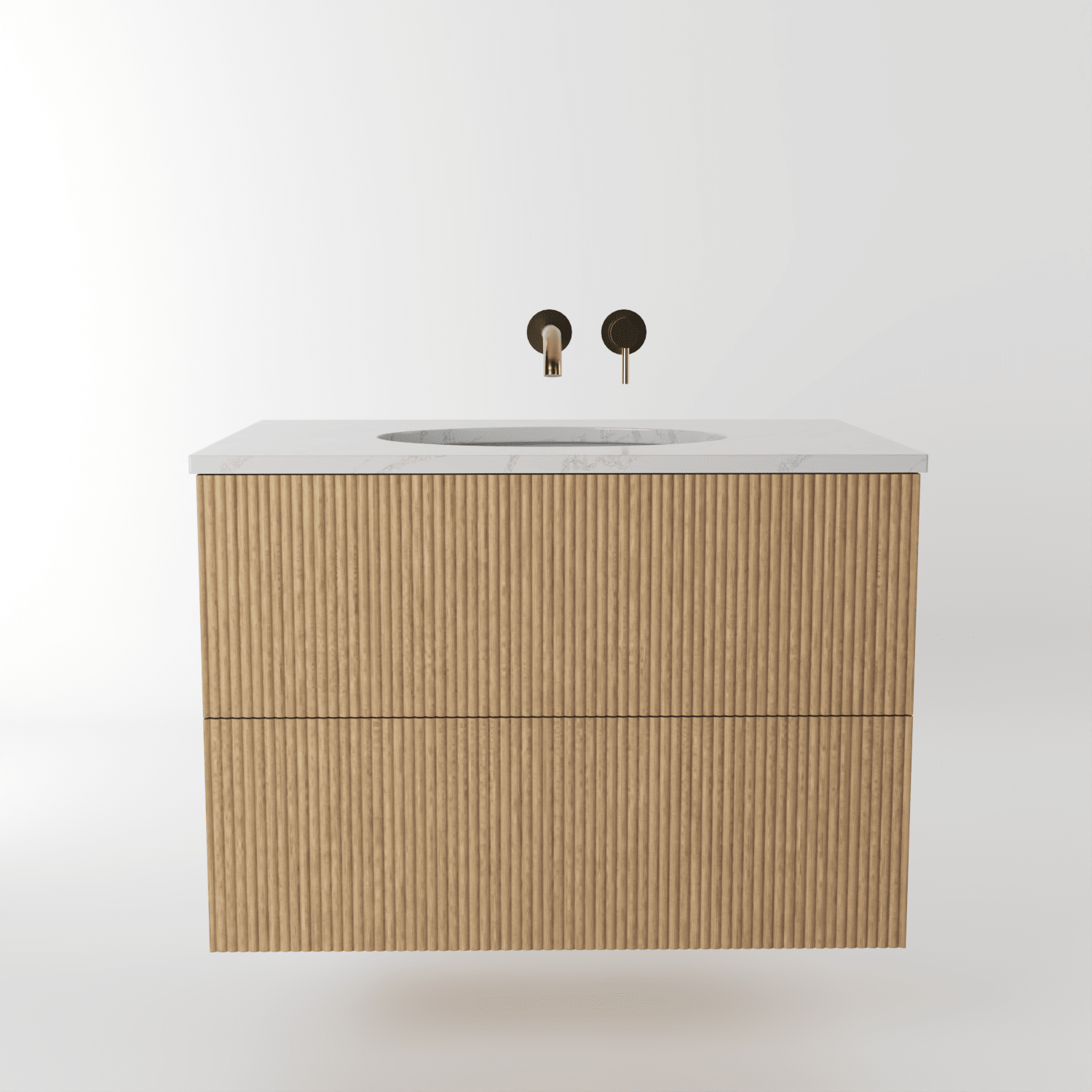 The Reeded | Undermounted | Oak Vanity 800mm | Natural - Mockridge Design