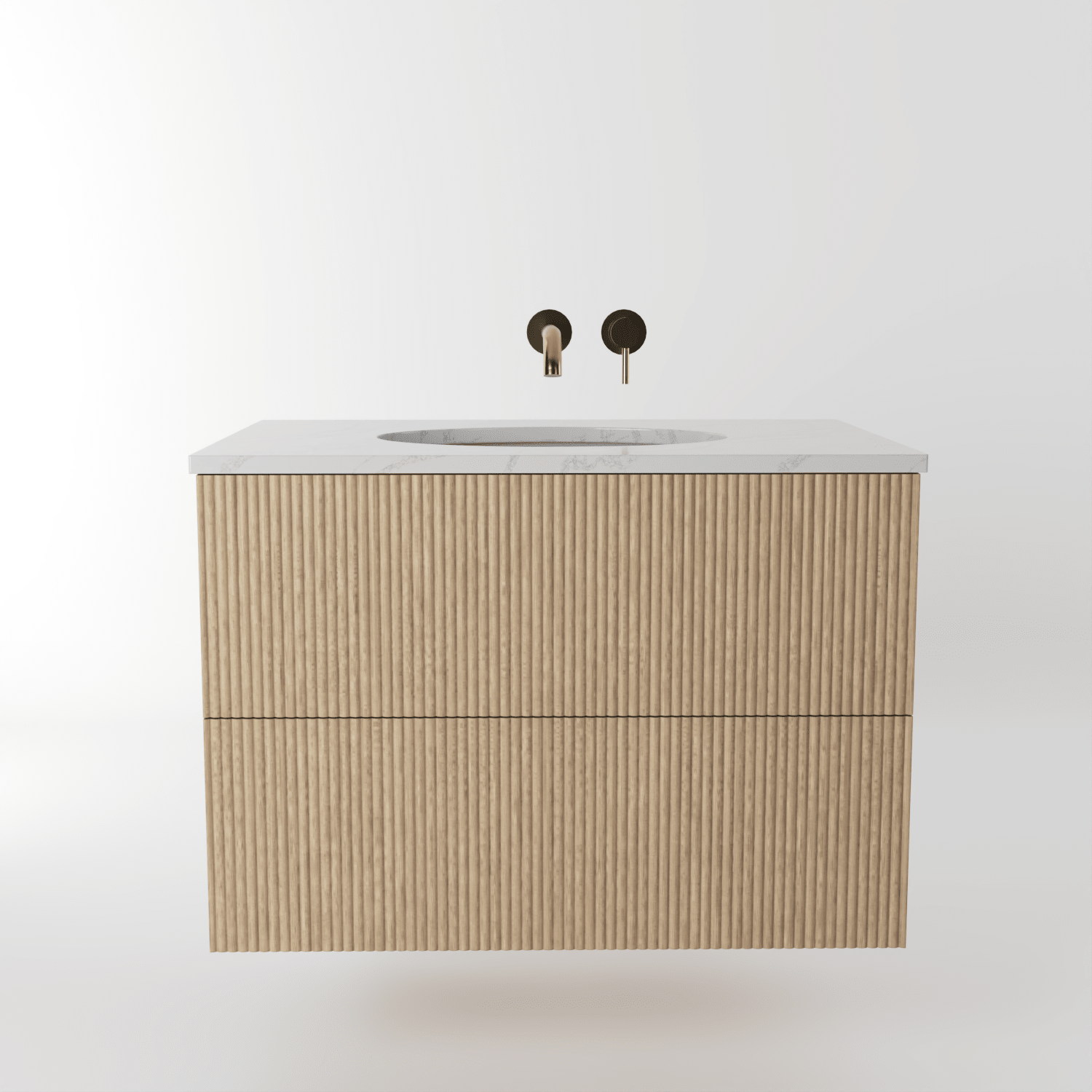The Reeded | Undermounted | Oak Vanity 800mm | Smoke 5% - Mockridge Design