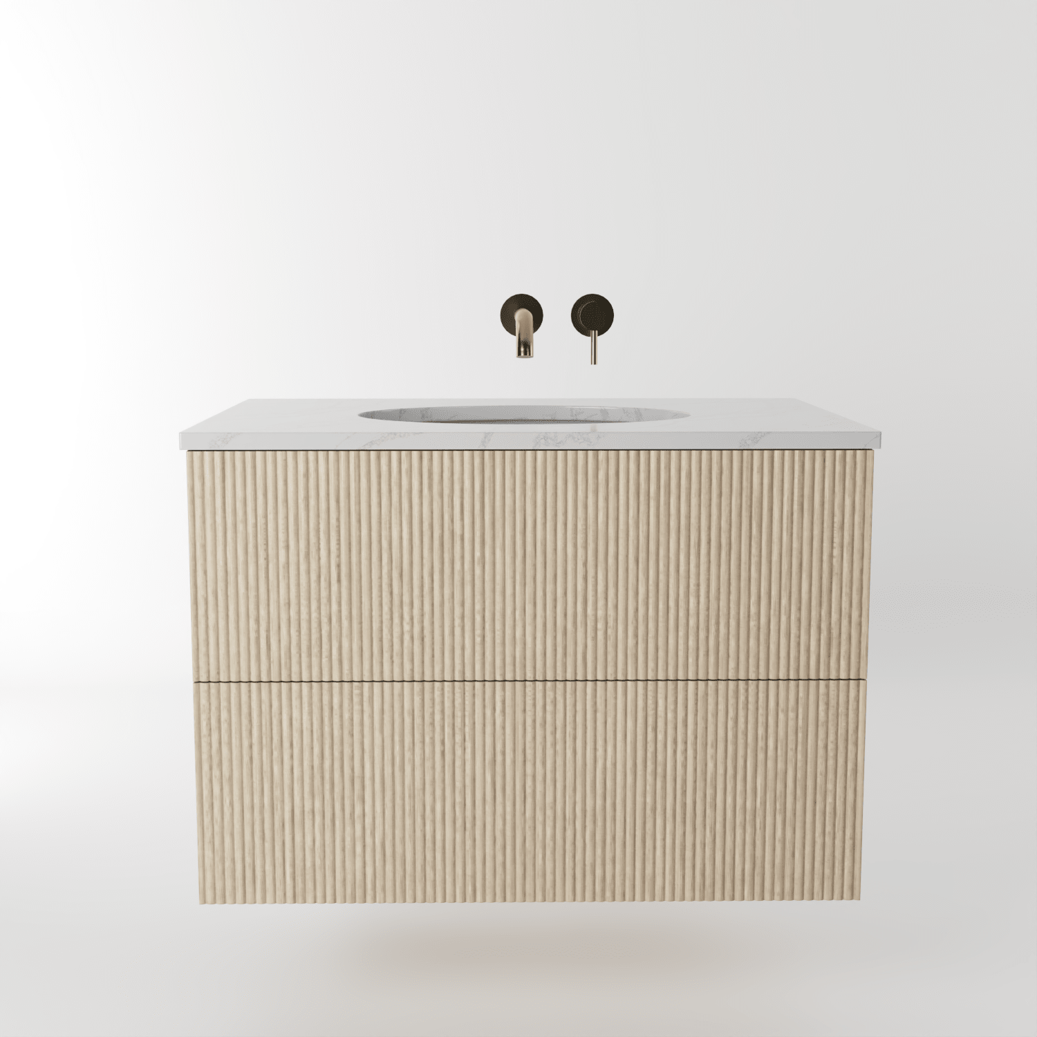 The Reeded | Undermounted | Oak Vanity 800mm | White - Mockridge Design