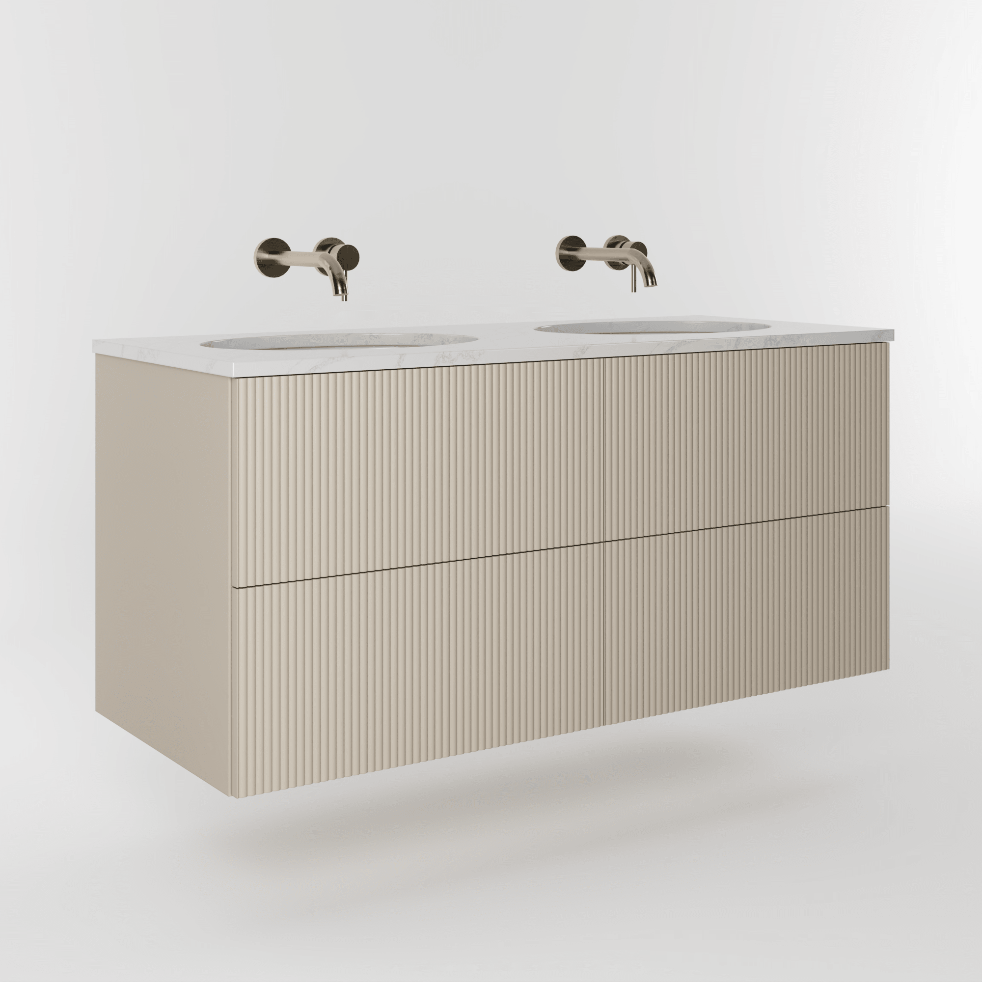 The Reeded | Undermounted | Painted Double Vanity 1200mm Elephants Breath - Mockridge Design
