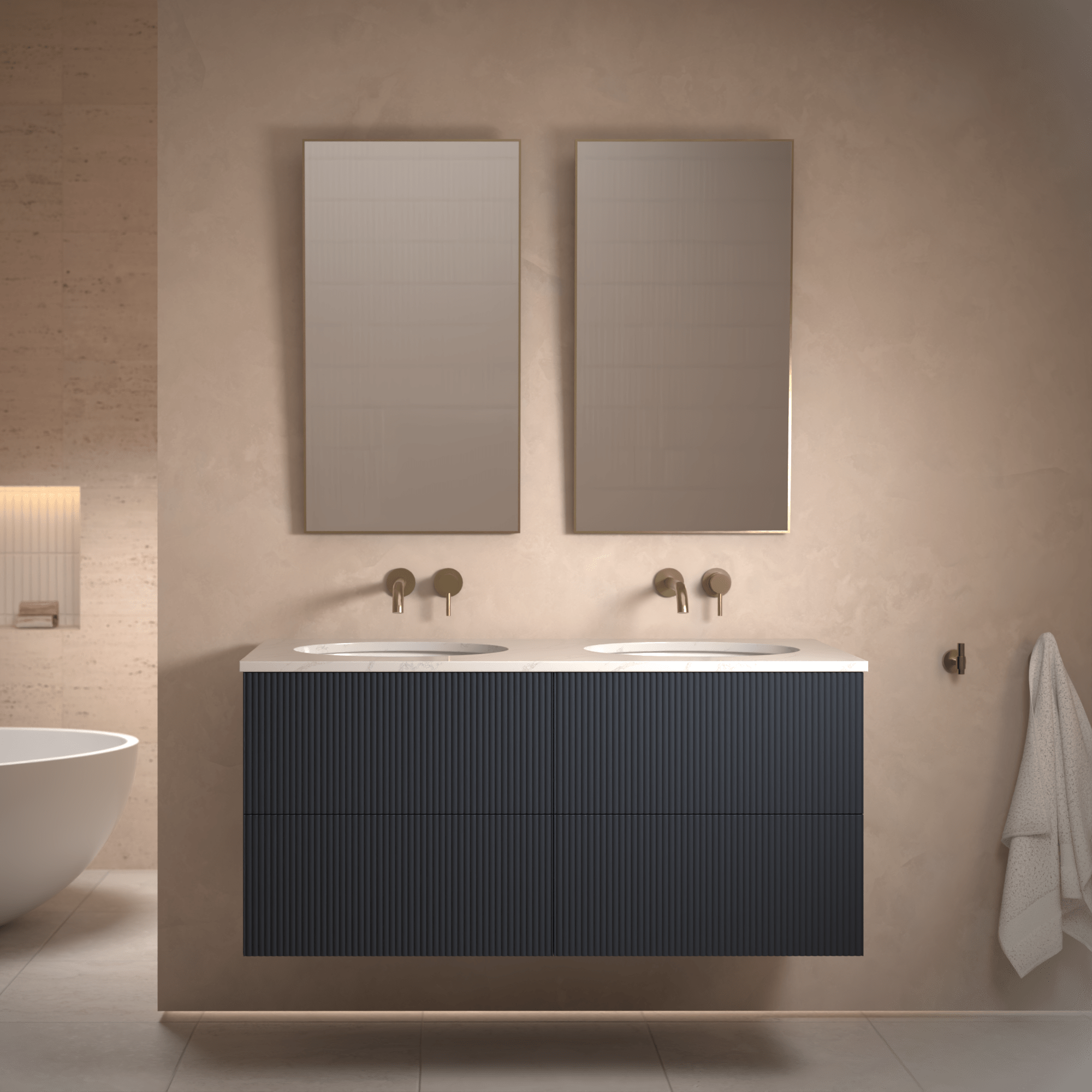 The Reeded | Undermounted | Painted Double Vanity 1200mm Railings - Mockridge Design