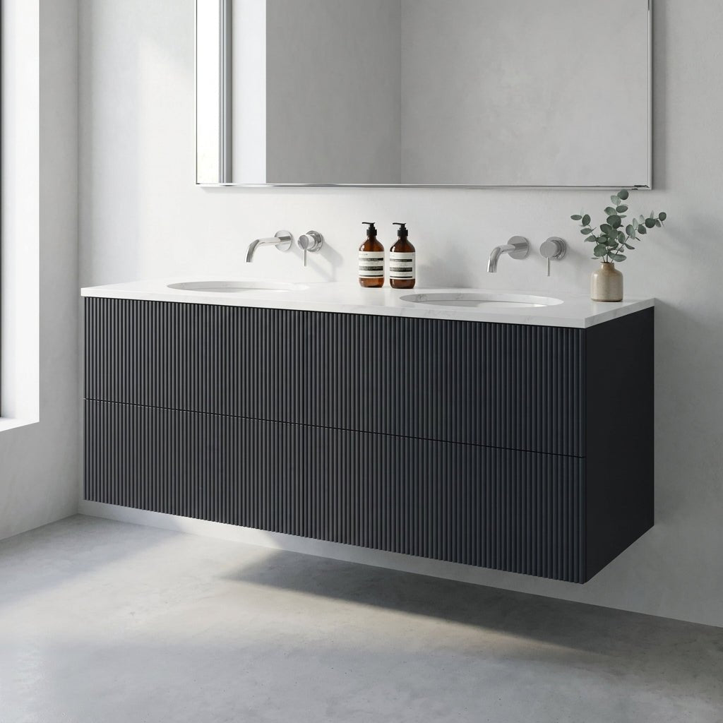 The Reeded | Undermounted | Painted Double Vanity 1400mm Railings - Mockridge Design