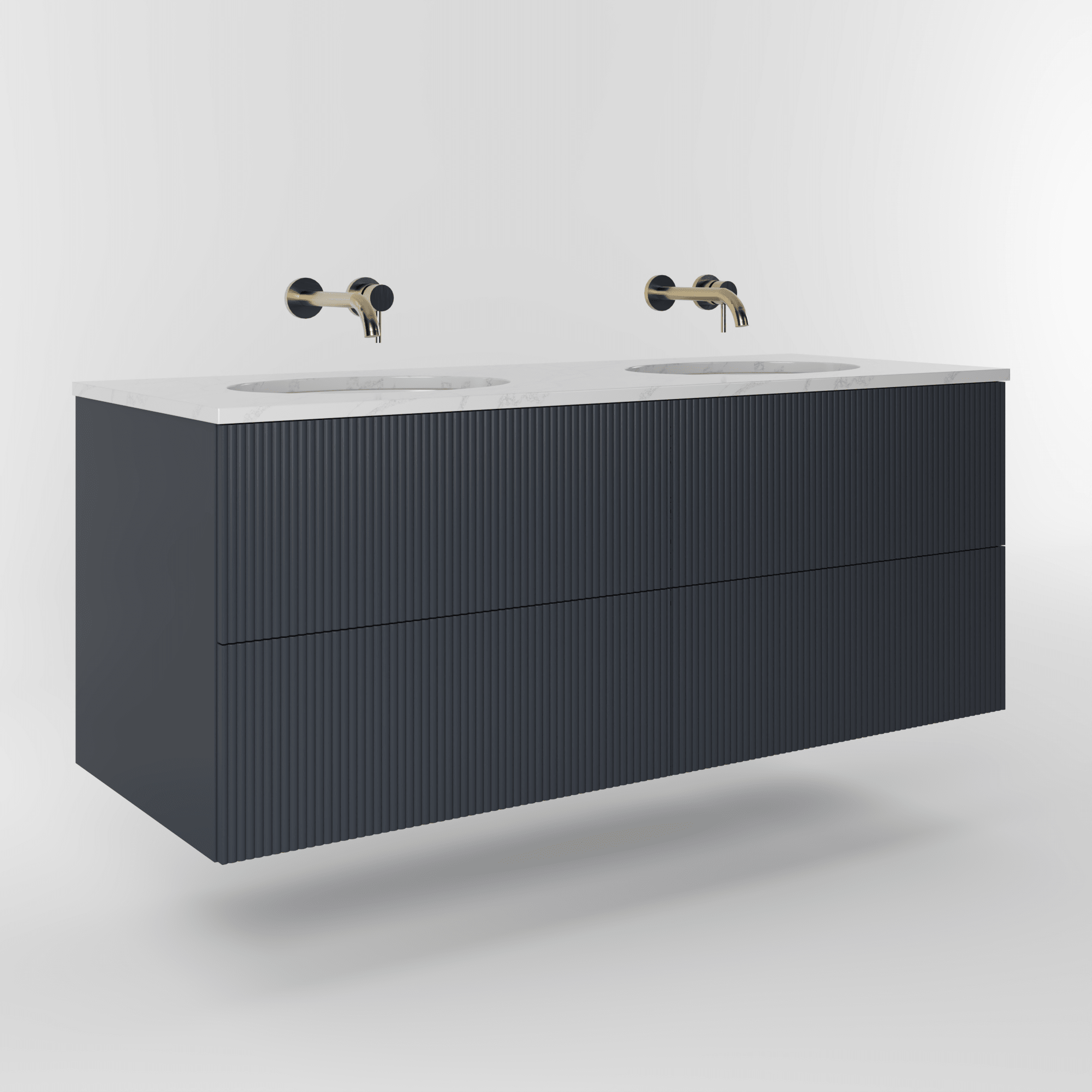 The Reeded | Undermounted | Painted Double Vanity 1400mm Railings - Mockridge Design