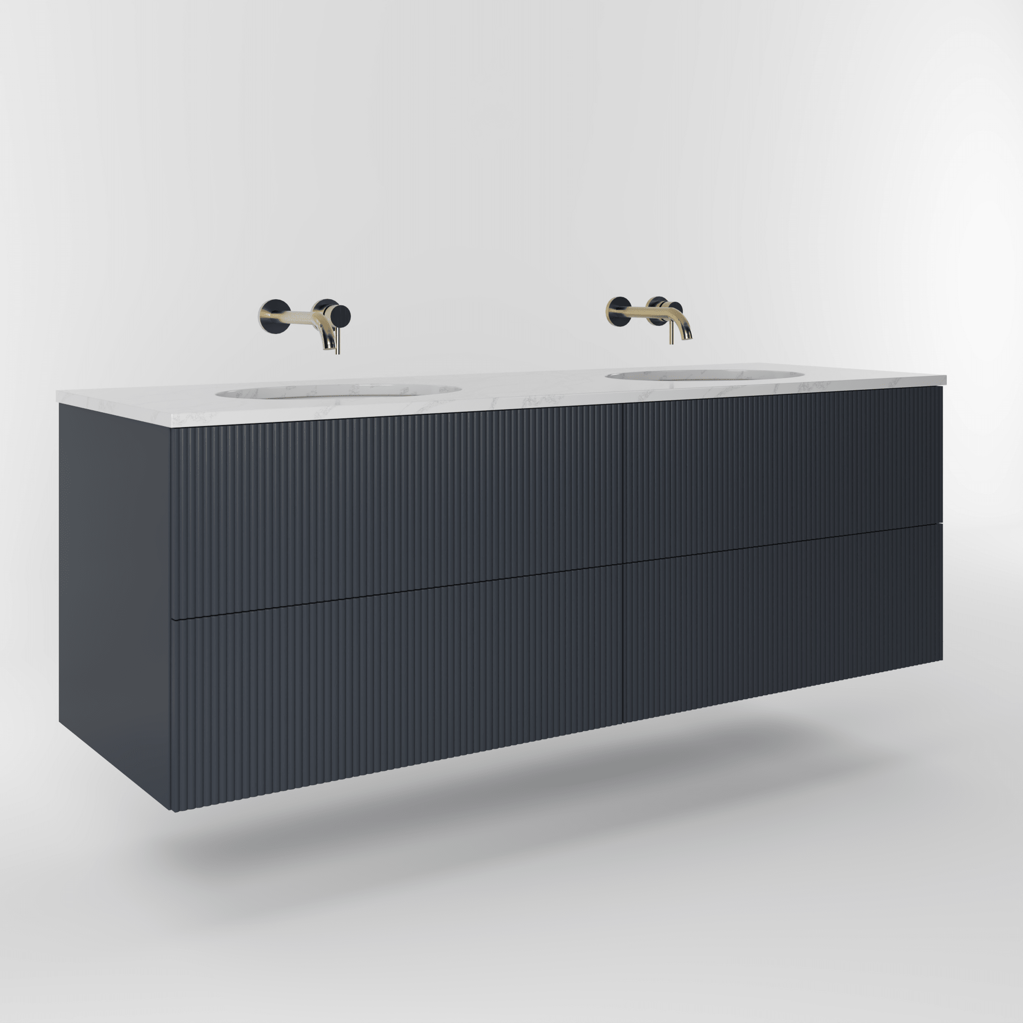 The Reeded | Undermounted | Painted Double Vanity 1600mm Railings - Mockridge Design