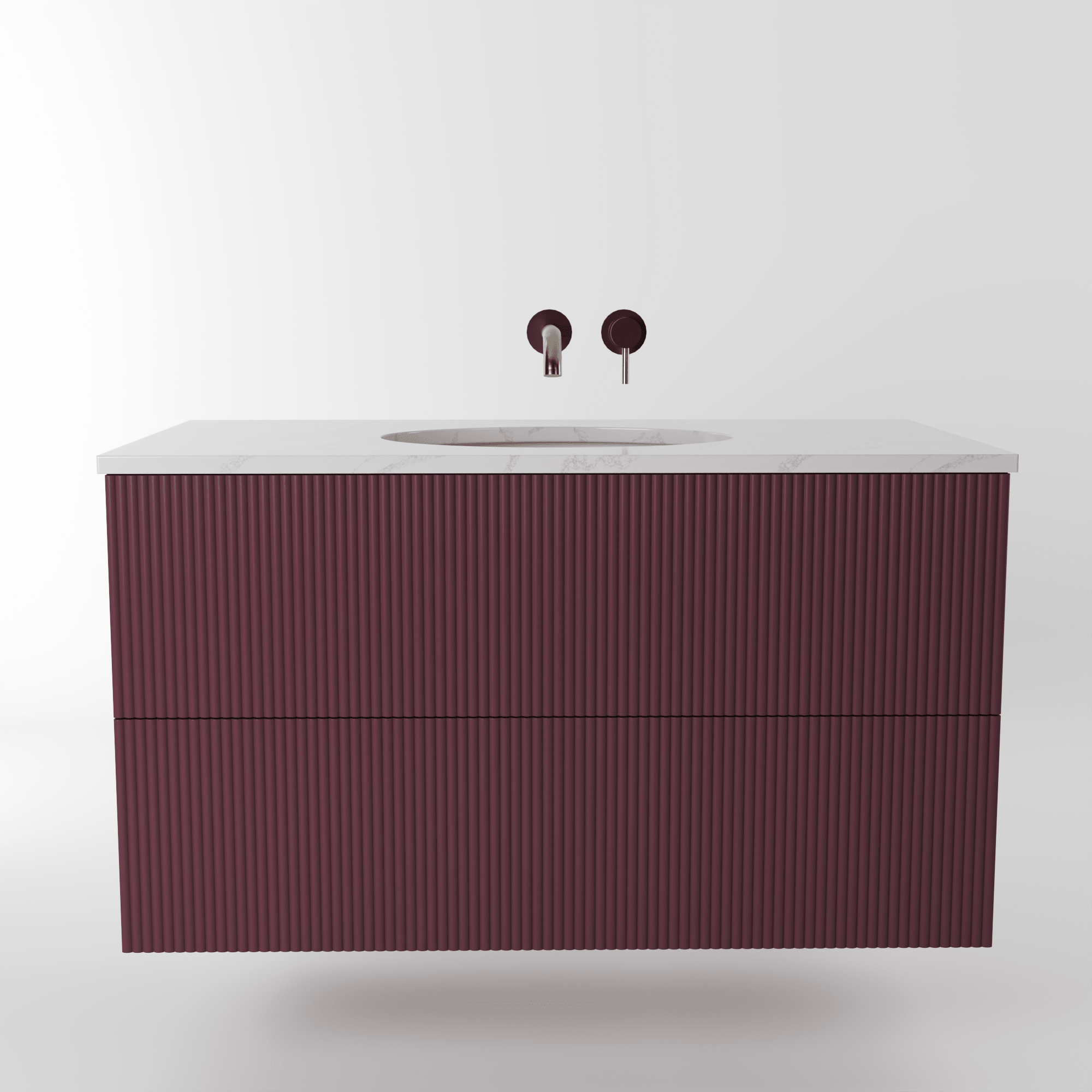 The Reeded | Undermounted | Painted Vanity 1000mm Brinjal - Mockridge Design